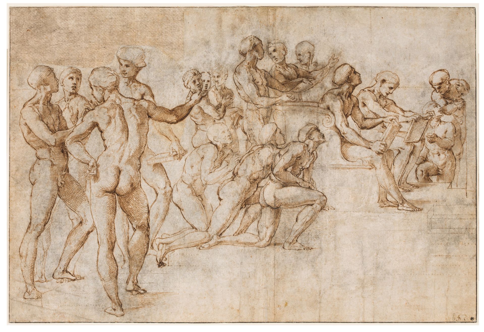 Study for the lower left section of the Disputa by Raphael