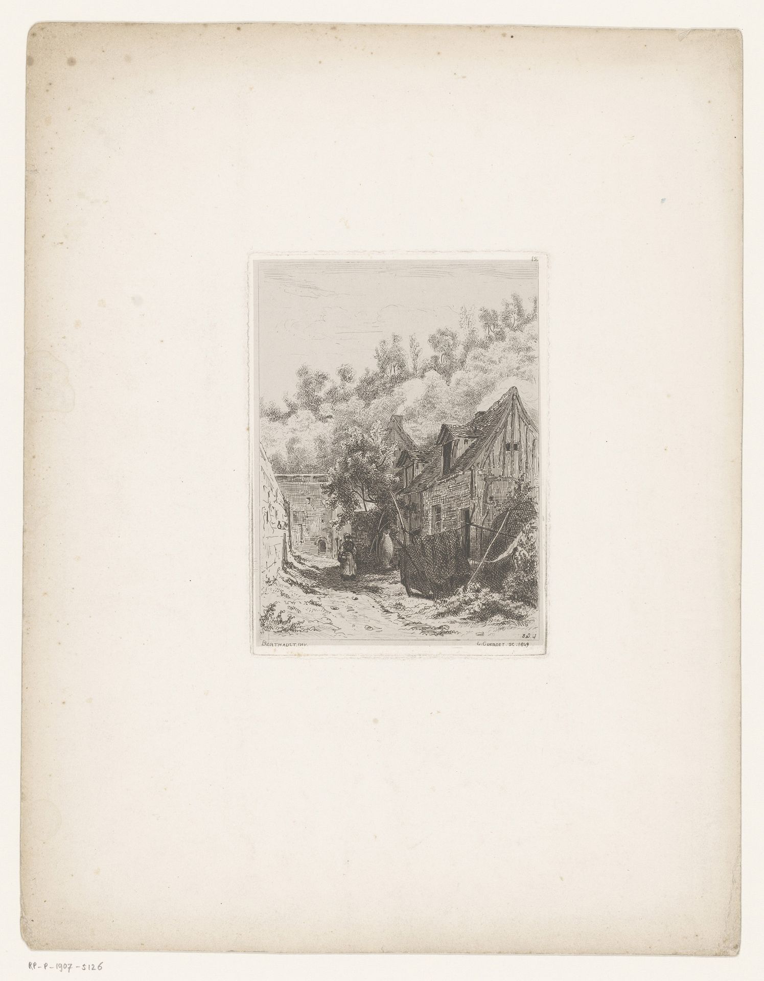 Drogende vissersnetten voor een huis by Laurent François Guerdet