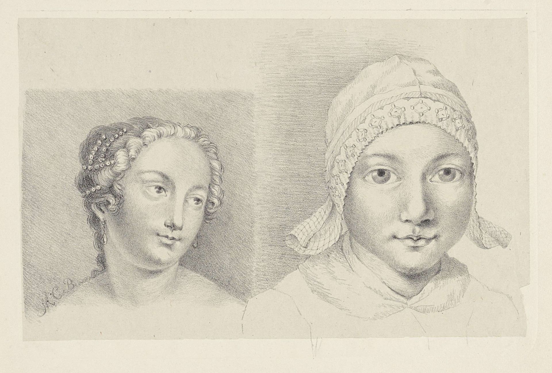 Vrouw en een meisje met kap by Margaretha Cornelia Boellaard