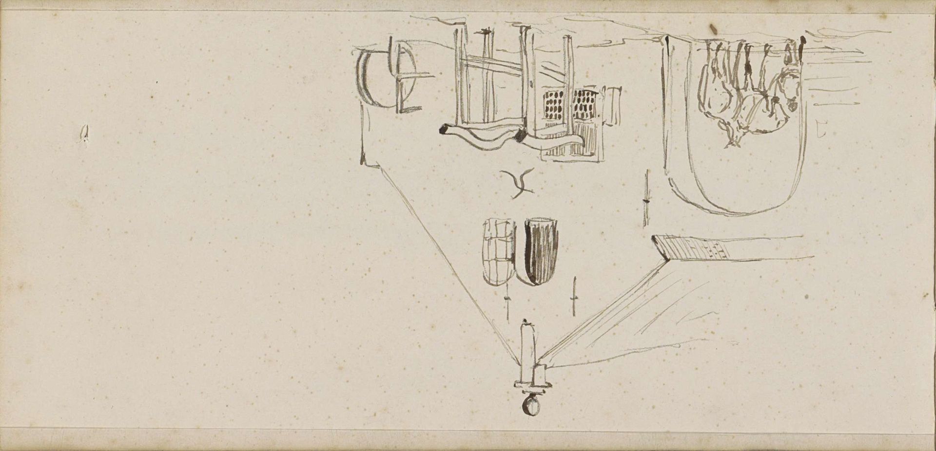 Man met paard bij een huis met een poort by Johannes Tavenraat