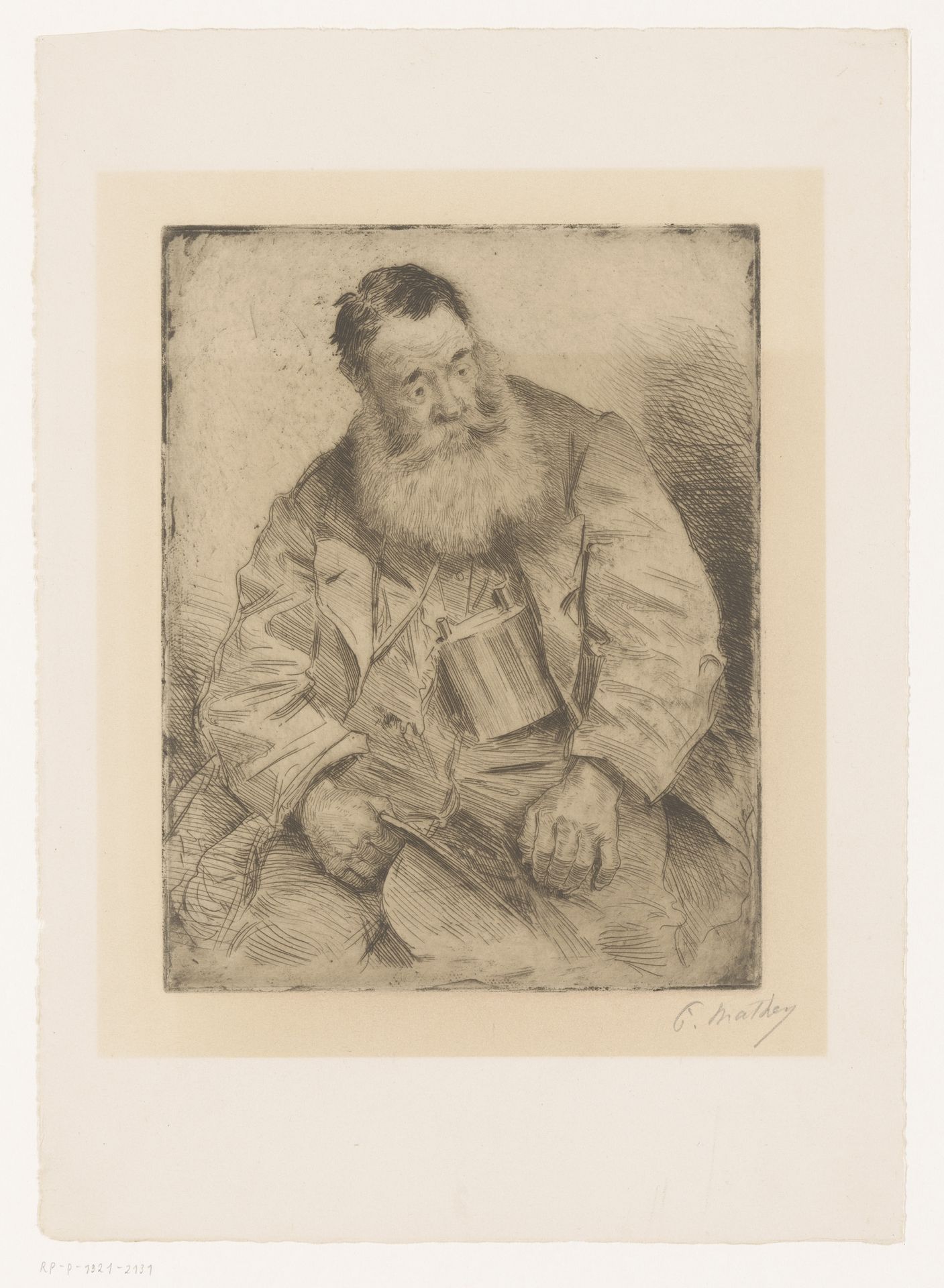 Portret van een zittende man met baard by Paul Mathey