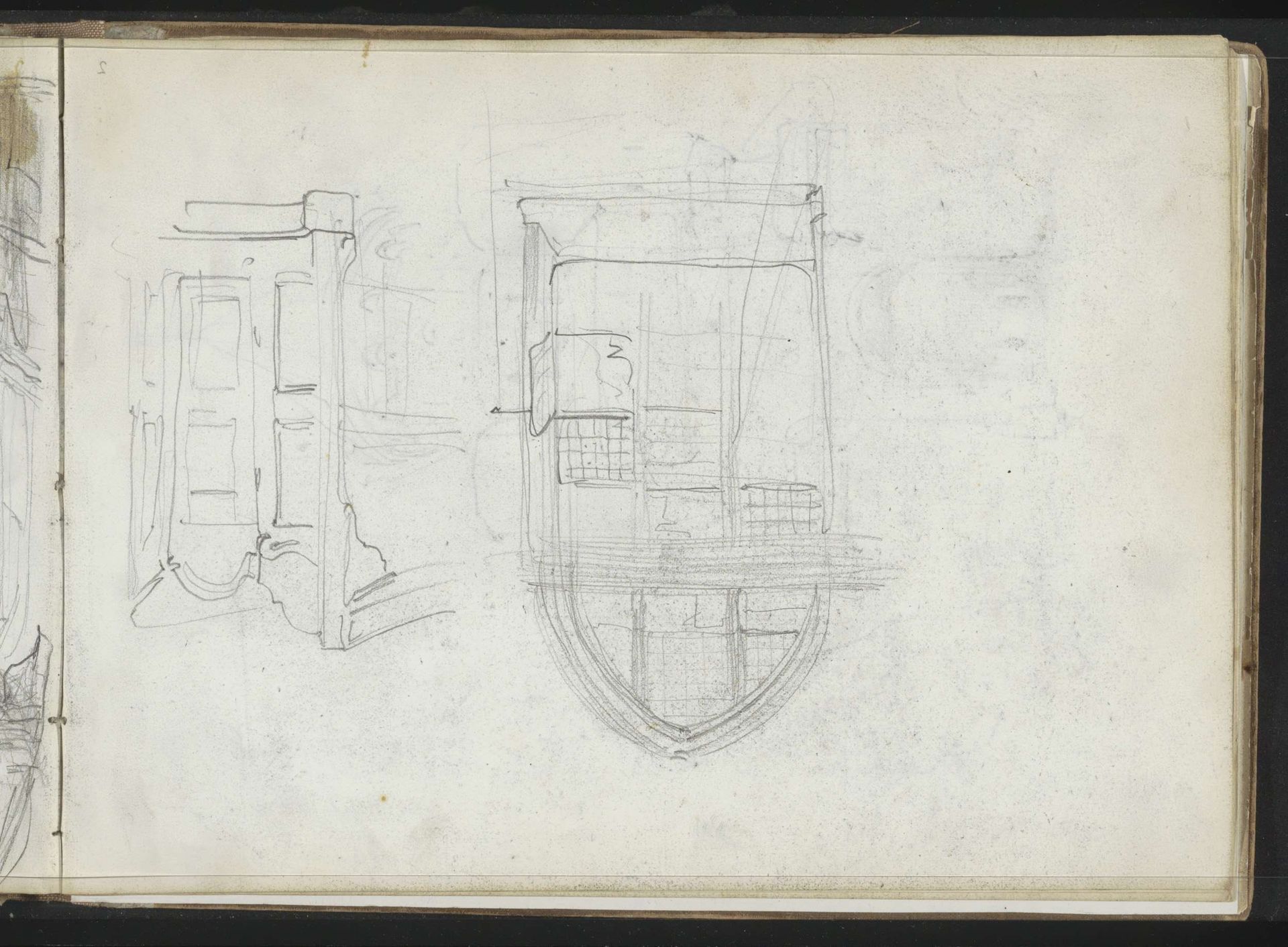 Kerkraam en een portaal by Johannes Bosboom