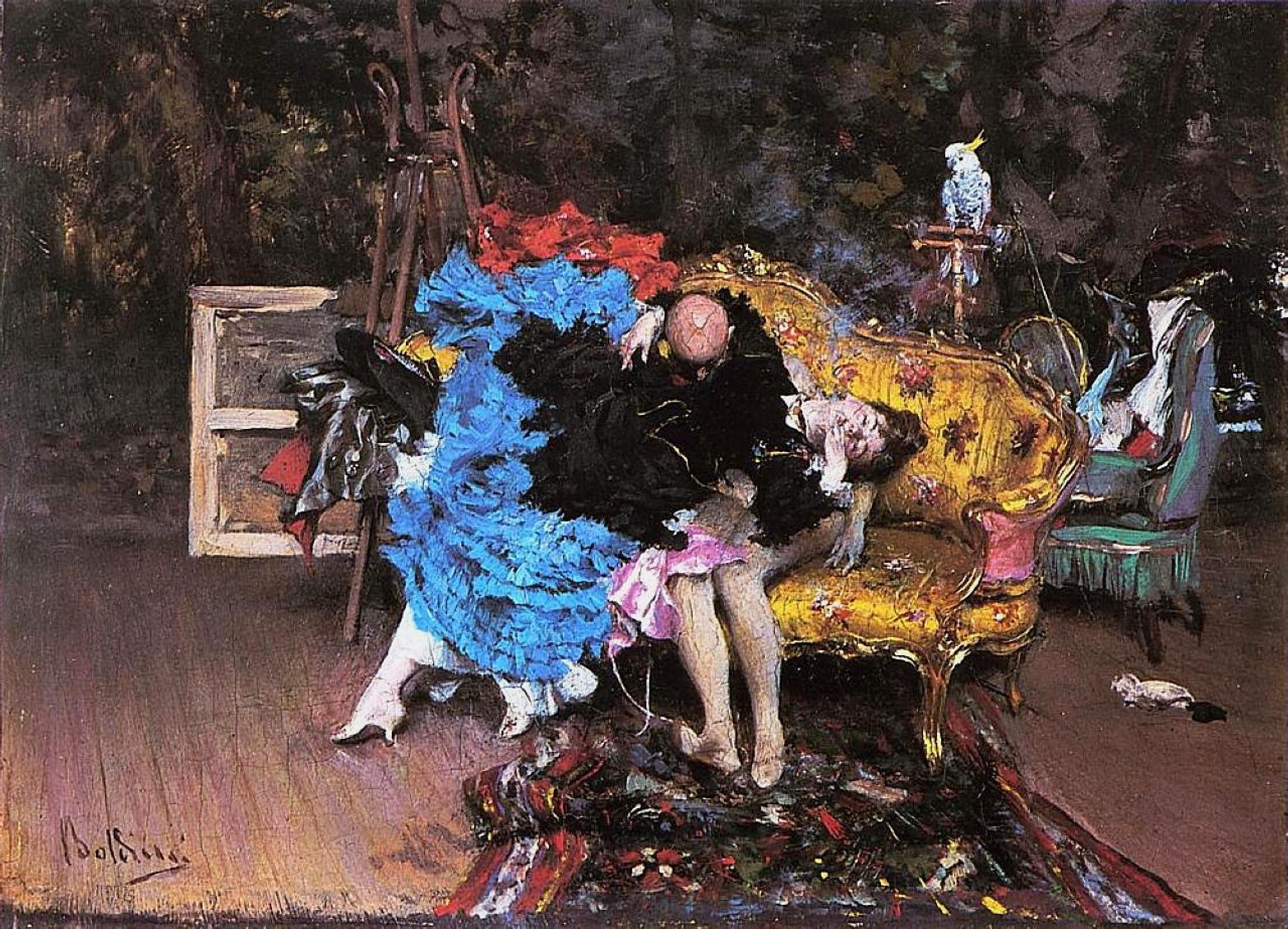 Model and mannequin (Berthe in the studio) by Giovanni Boldini