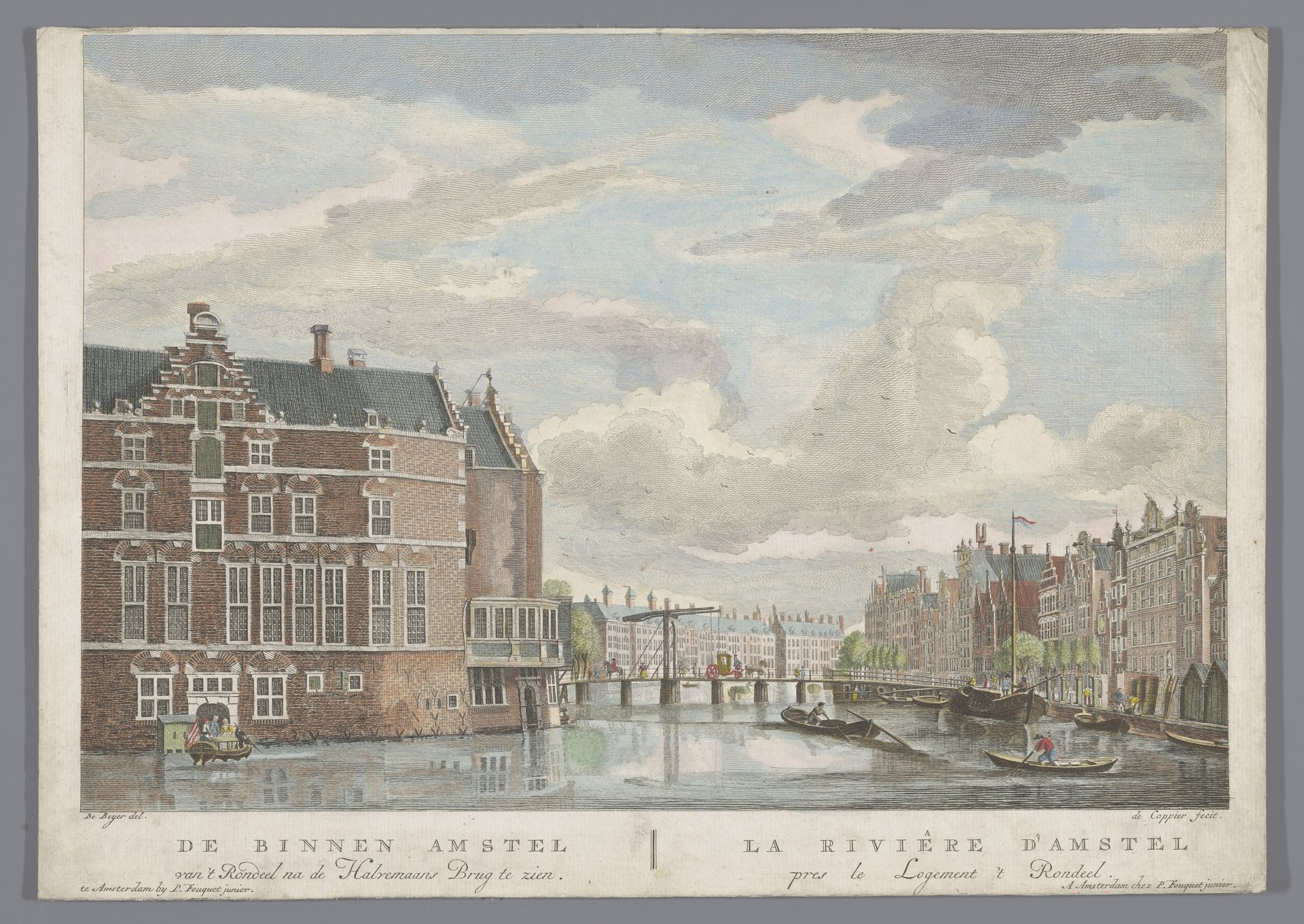 Gezicht op de Halvemaansbrug over de Amstel te Amsterdam by Pierre Fouquet