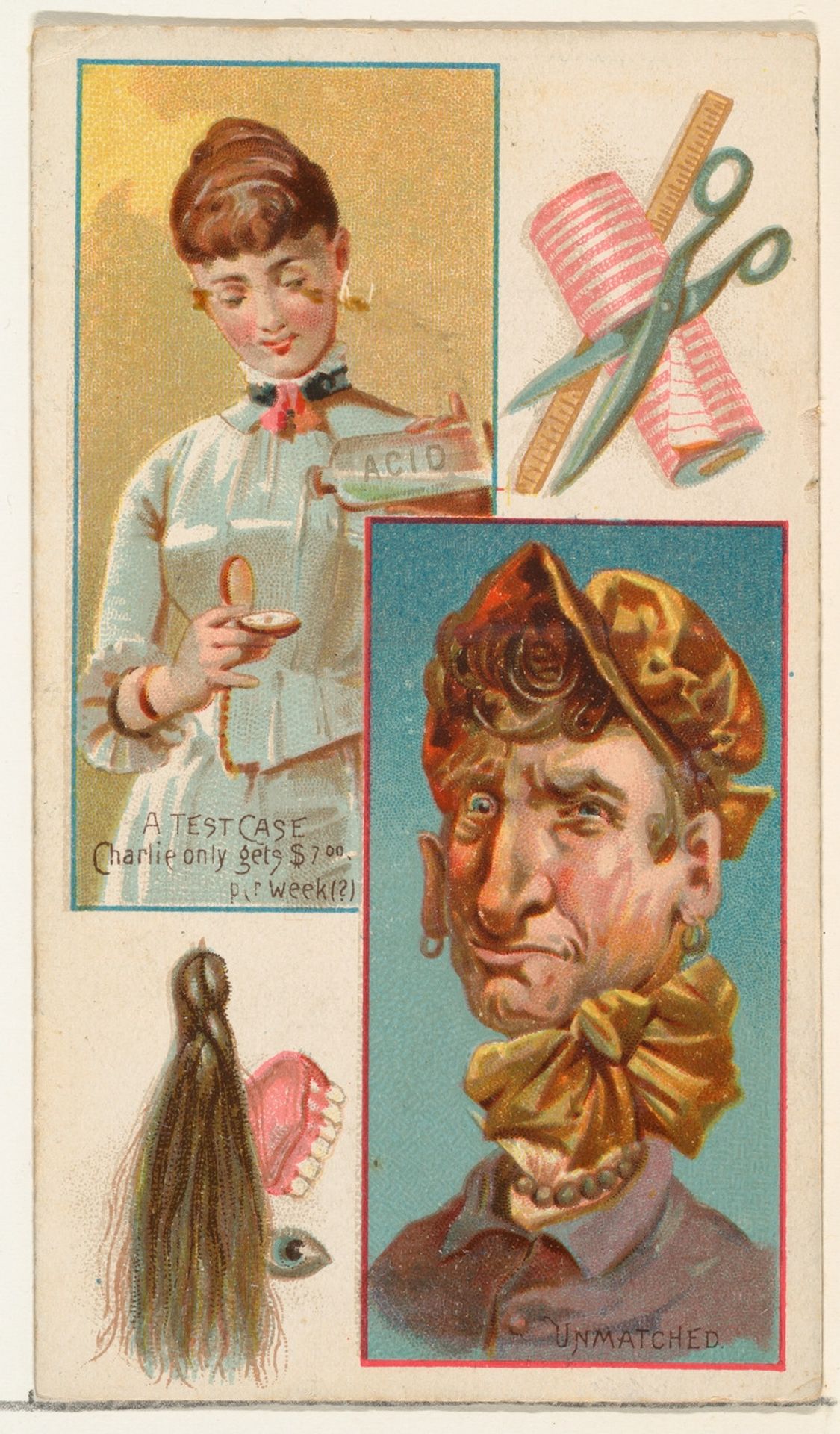 A Test Case / Unmatched, from the Jokes series (N118) issued by Duke Sons & Co. to promote Honest Long Cut Tobacco by W. Duke, Sons & Co.