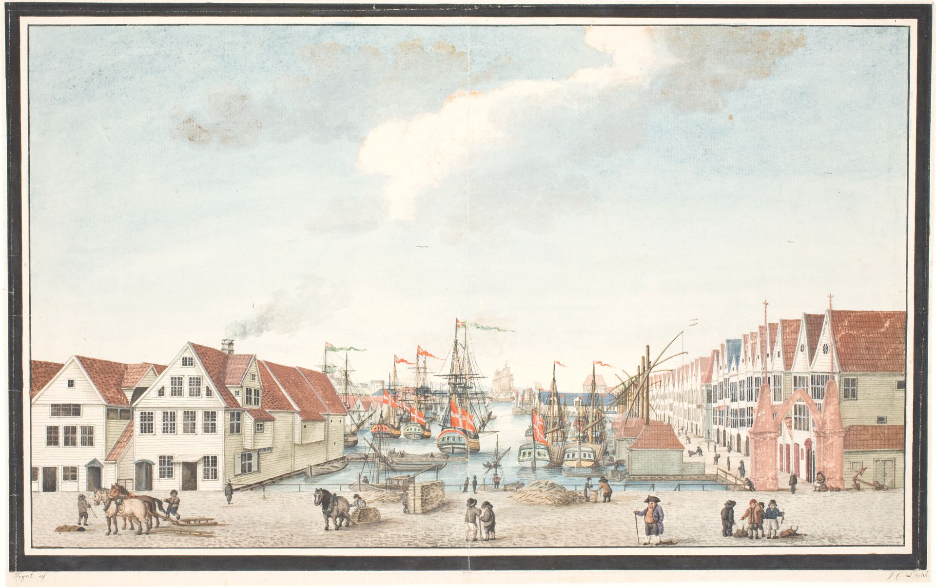 Brygge i Bergen by J.C. Dahl