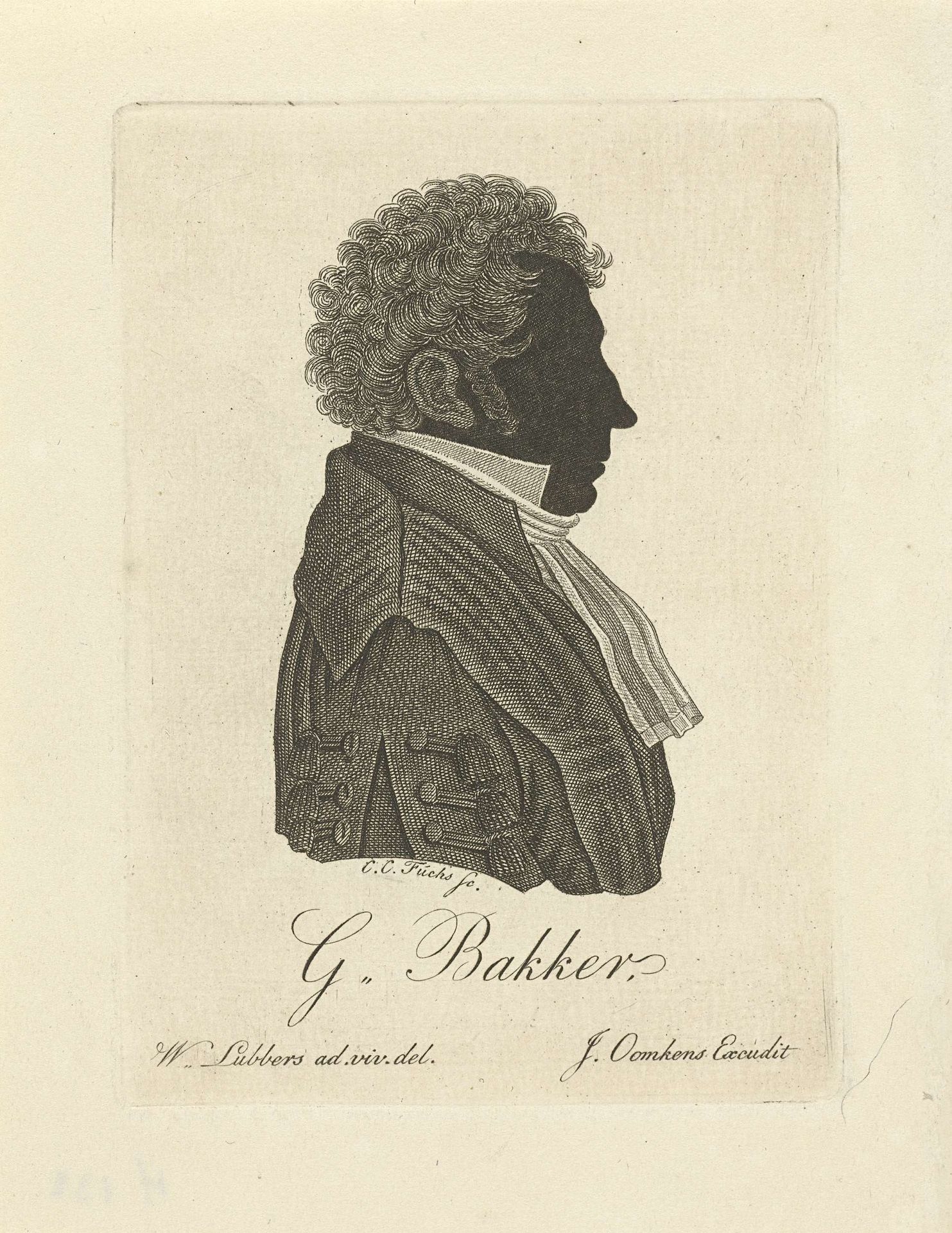 Silhouetportret van Gerbrand Bakker by Carl Cristiaan Fuchs
