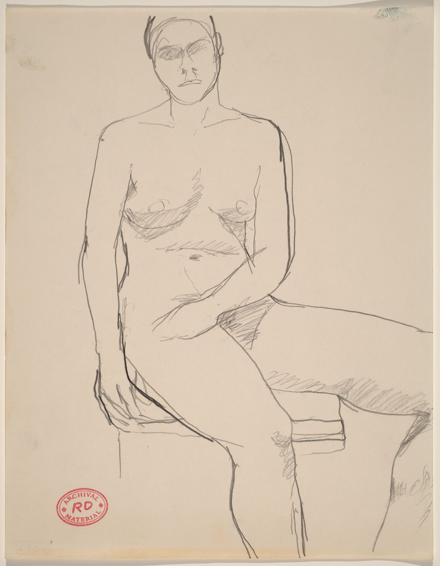 Untitled [seated nude facing forward with her legs to the side] by Richard Diebenkorn