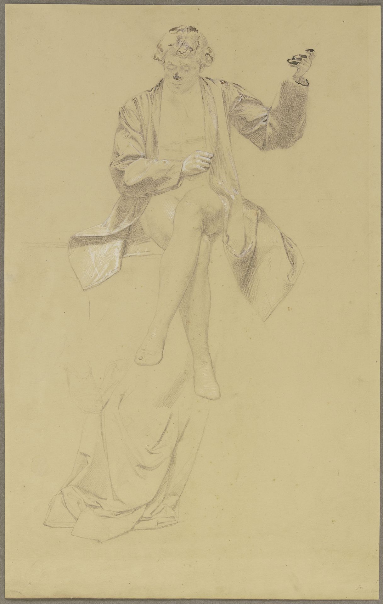 Studienblatt_ Männliche Kostümfigur sowie Handstudien by Josef Ferdinand Becker