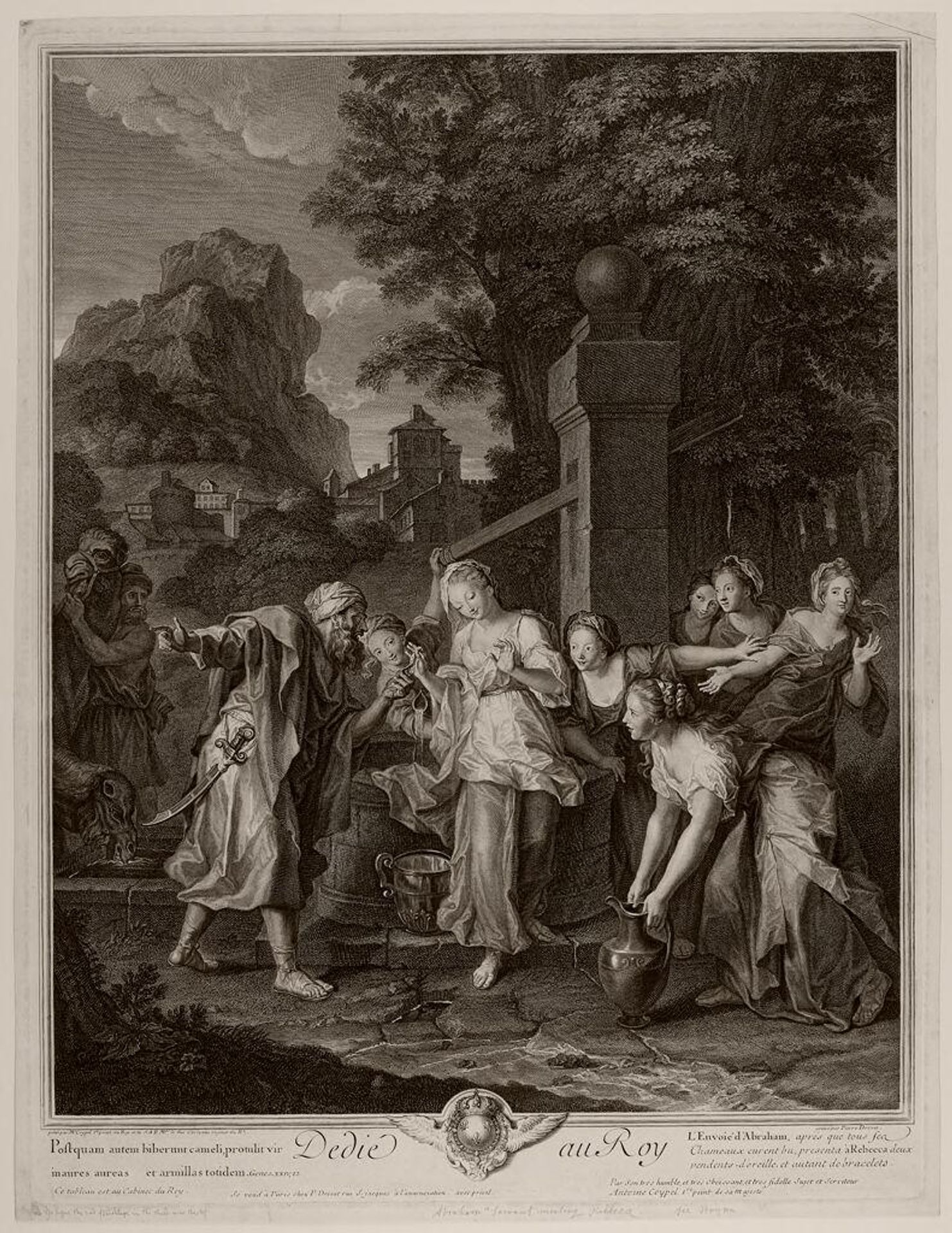 Rebecca at the Well, Receiving the Presents from the Servant of Abraham by Pierre Drevet