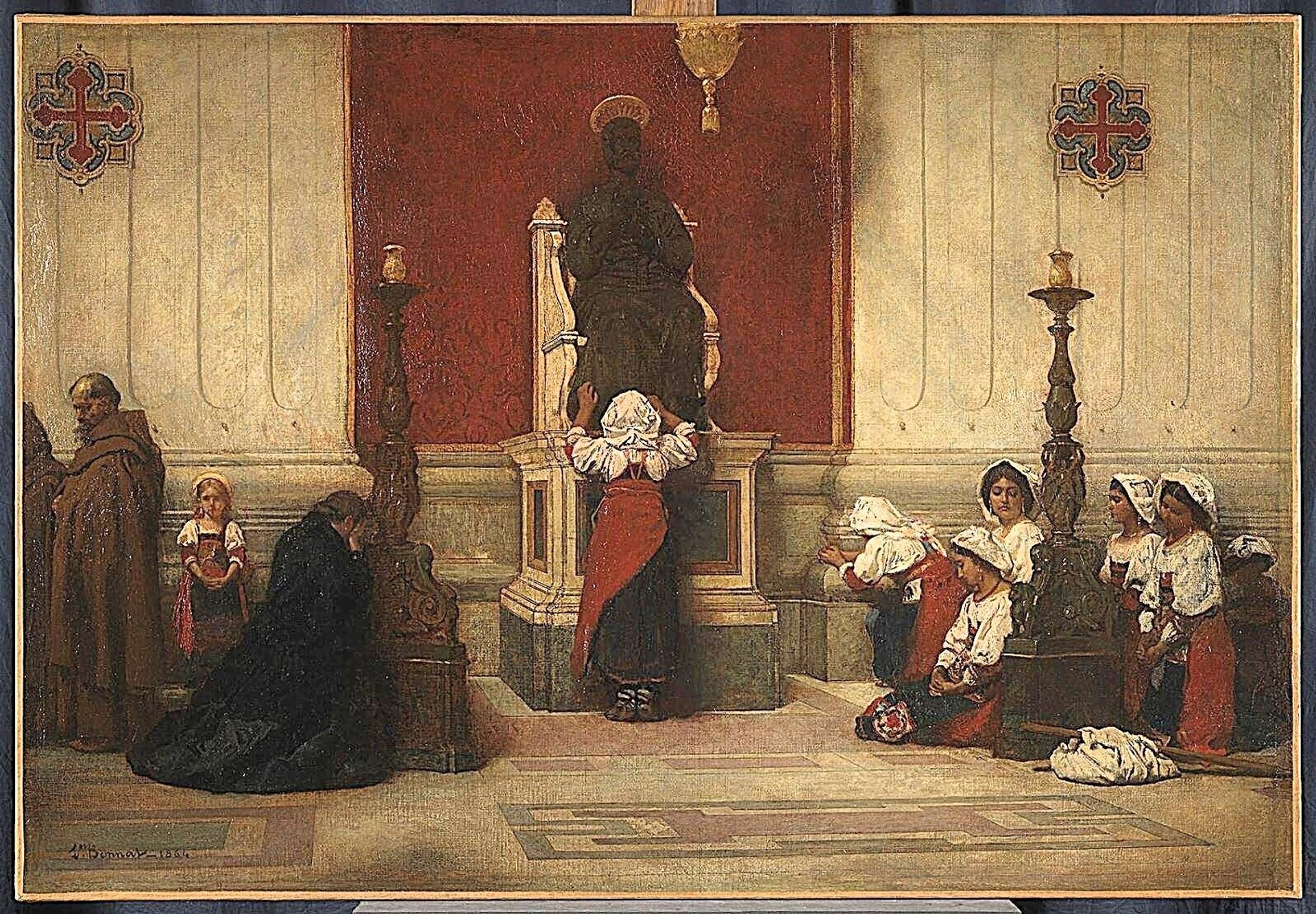 The Pilgrims at the foot of the statue of Saint Peter in Saint Peter's Church by Léon Bonnat