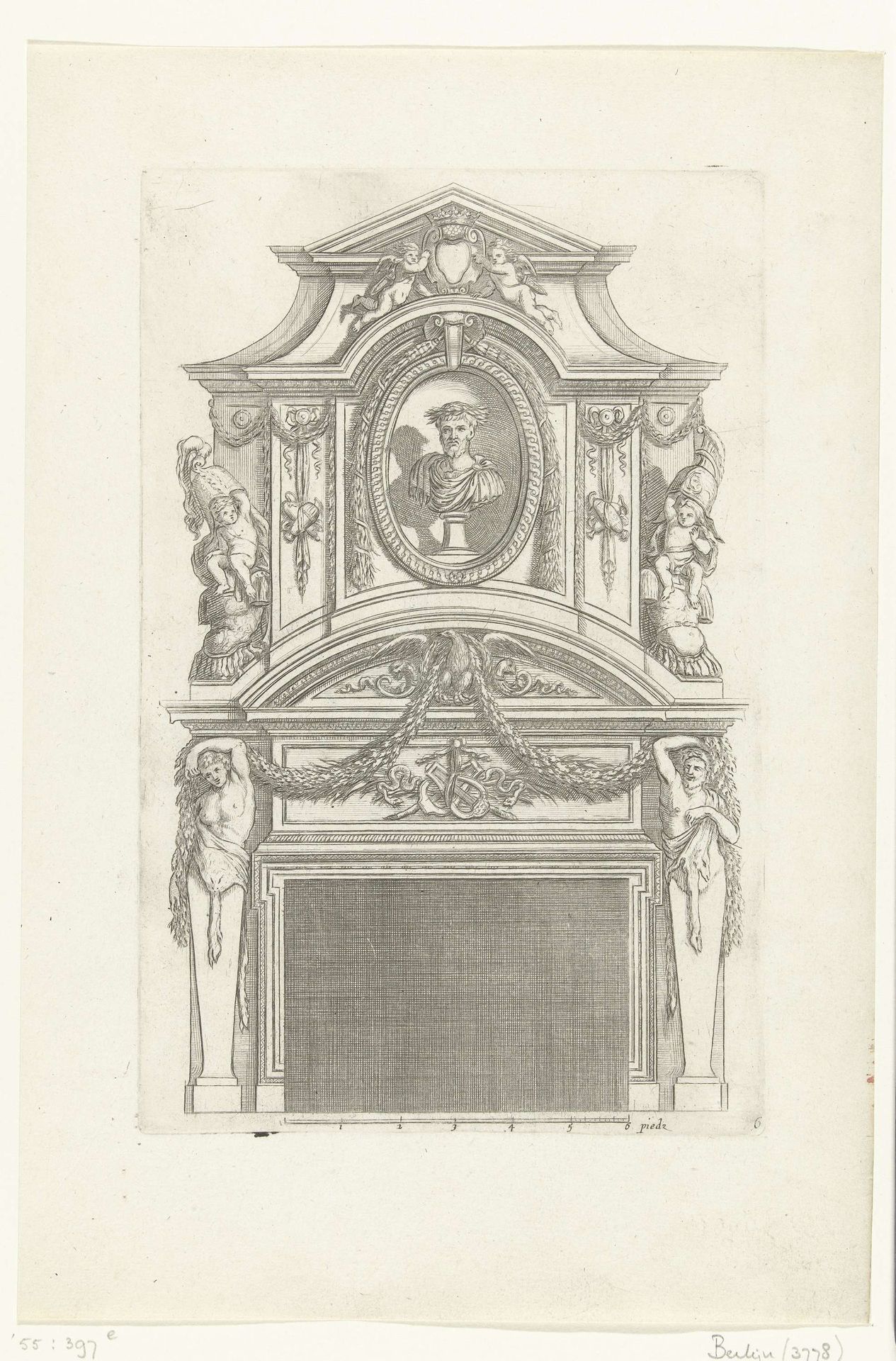 Onderboezem met buste van Romeinse keizer by Antoine (le jeune) Pierretz
