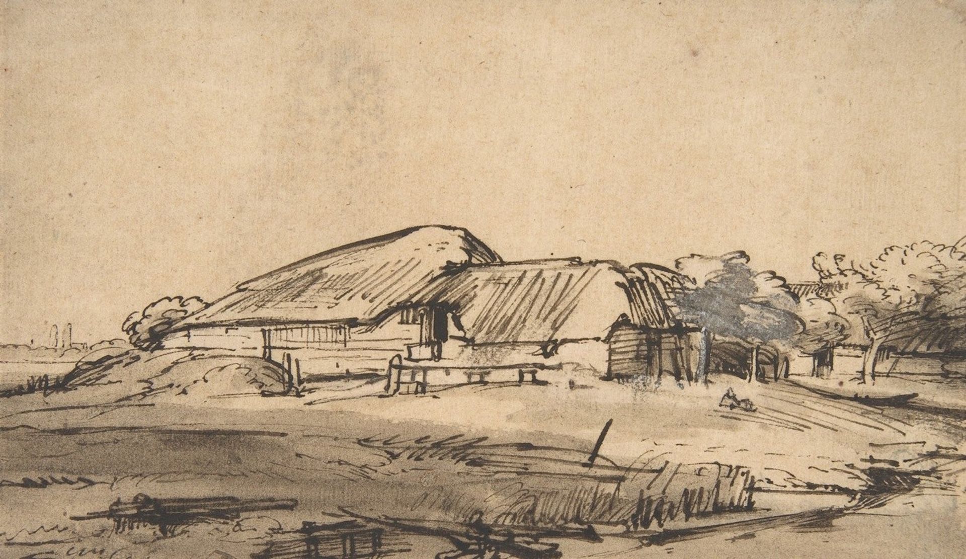 Group of Farm Buildings by Rembrandt van Rijn