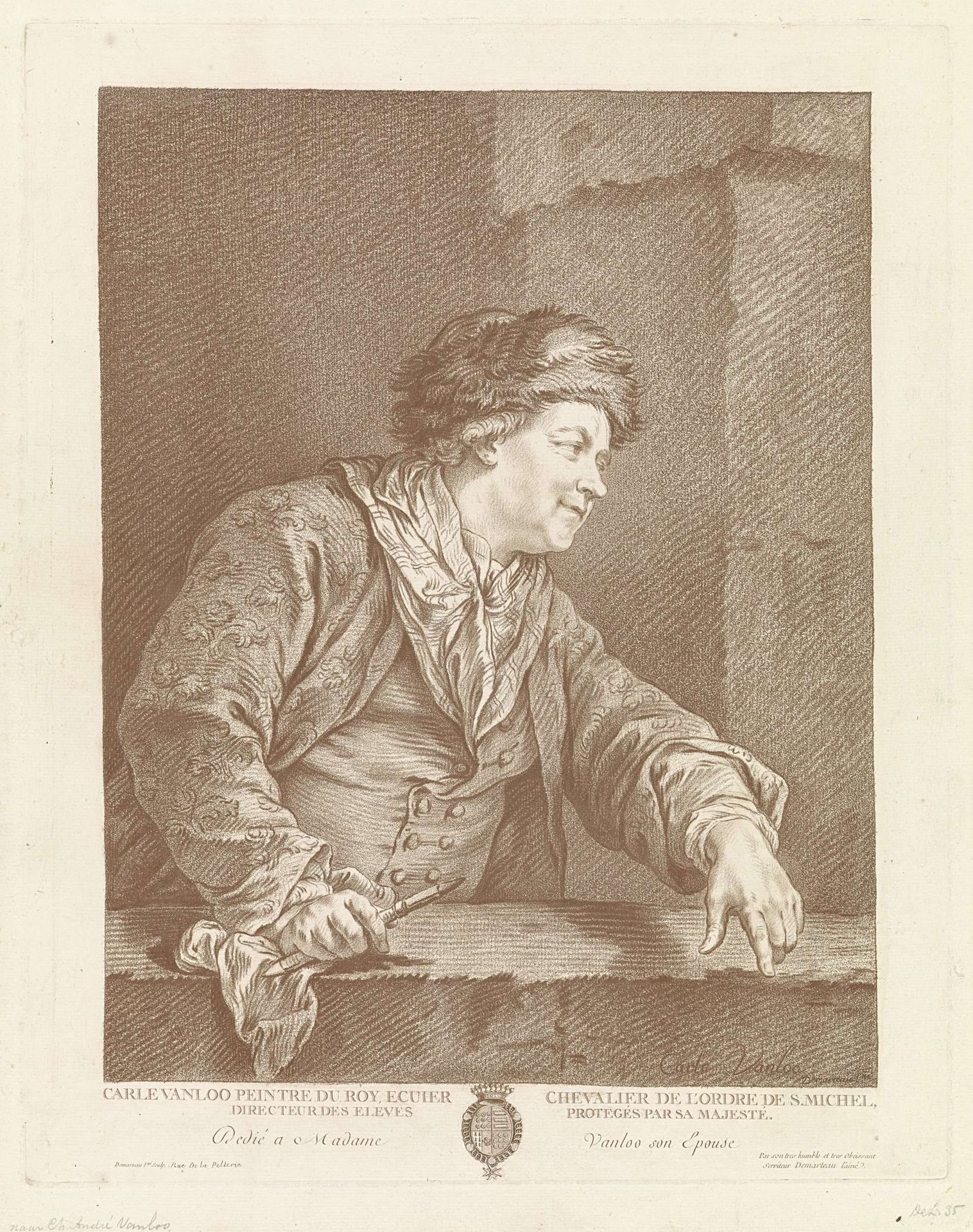 Portret van Carle van Loo by Gilles Demarteau