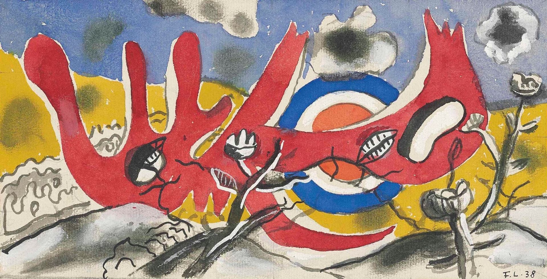 Étude pour ‘Projet décoratif pour un centre d’aviation populaire’ by Fernand Léger
