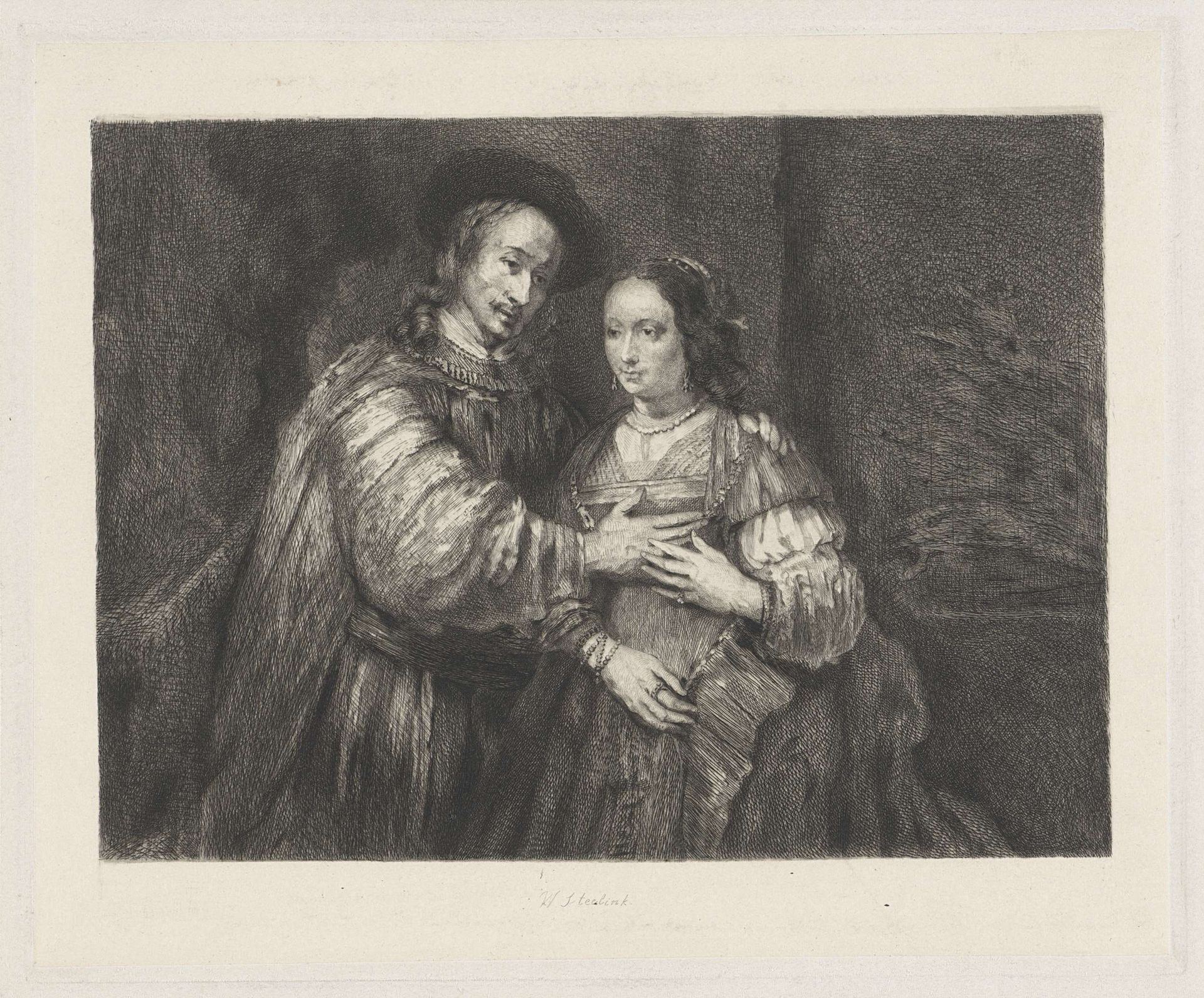 Portret van een paar als Oud-Testamentische figuren, genaamd 'Het Joodse bruidje' by Willem (I) Steelink