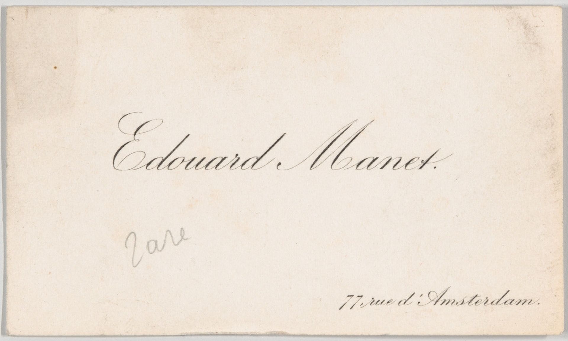 Edouard Manet, calling card by Anonymous
