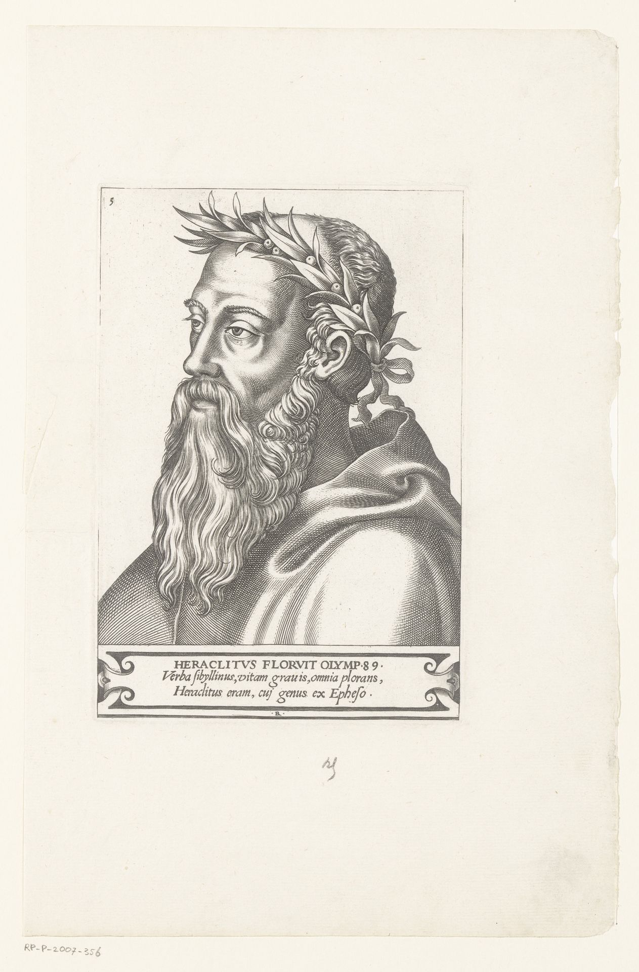 Portret van Heraclitus by René Boyvin