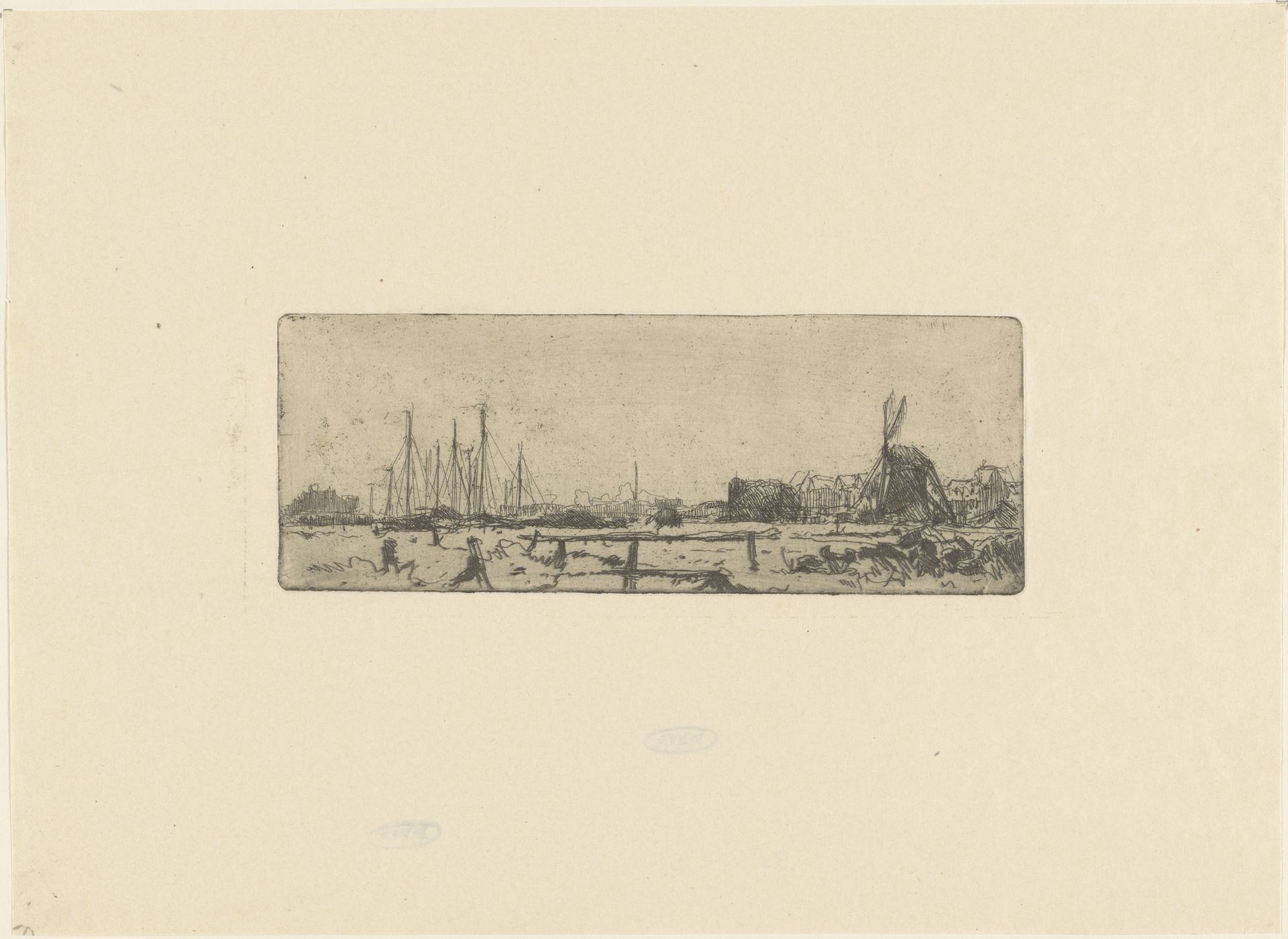 Laakhaven en Laakmolen in Den Haag by Willem Adrianus Grondhout