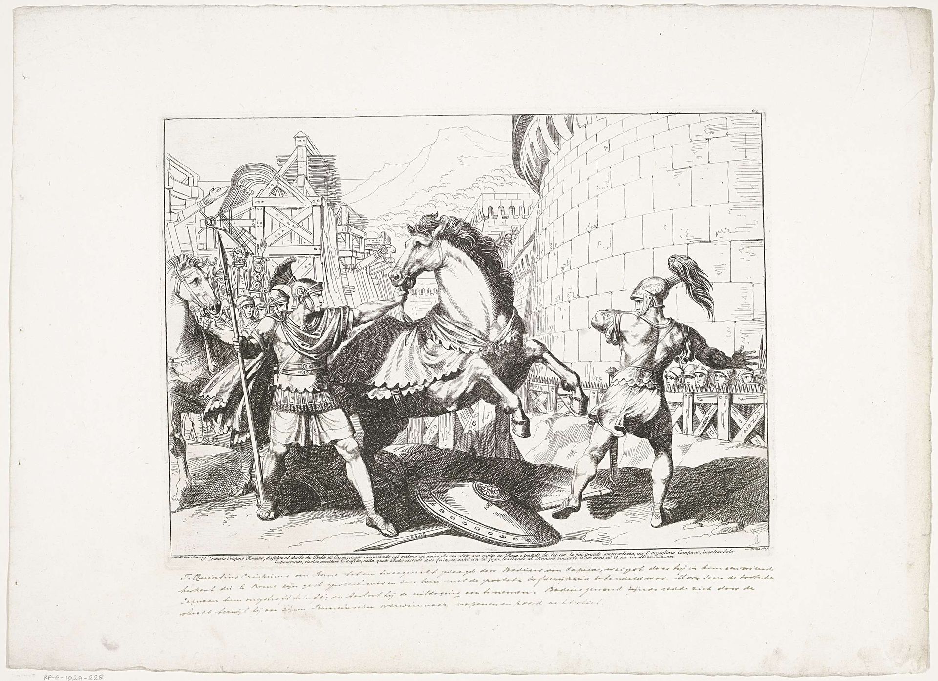 Badius van Capua vlucht na gevecht met Titus Quinctius Crispinus Sulpicianus by Bartolomeo Pinelli