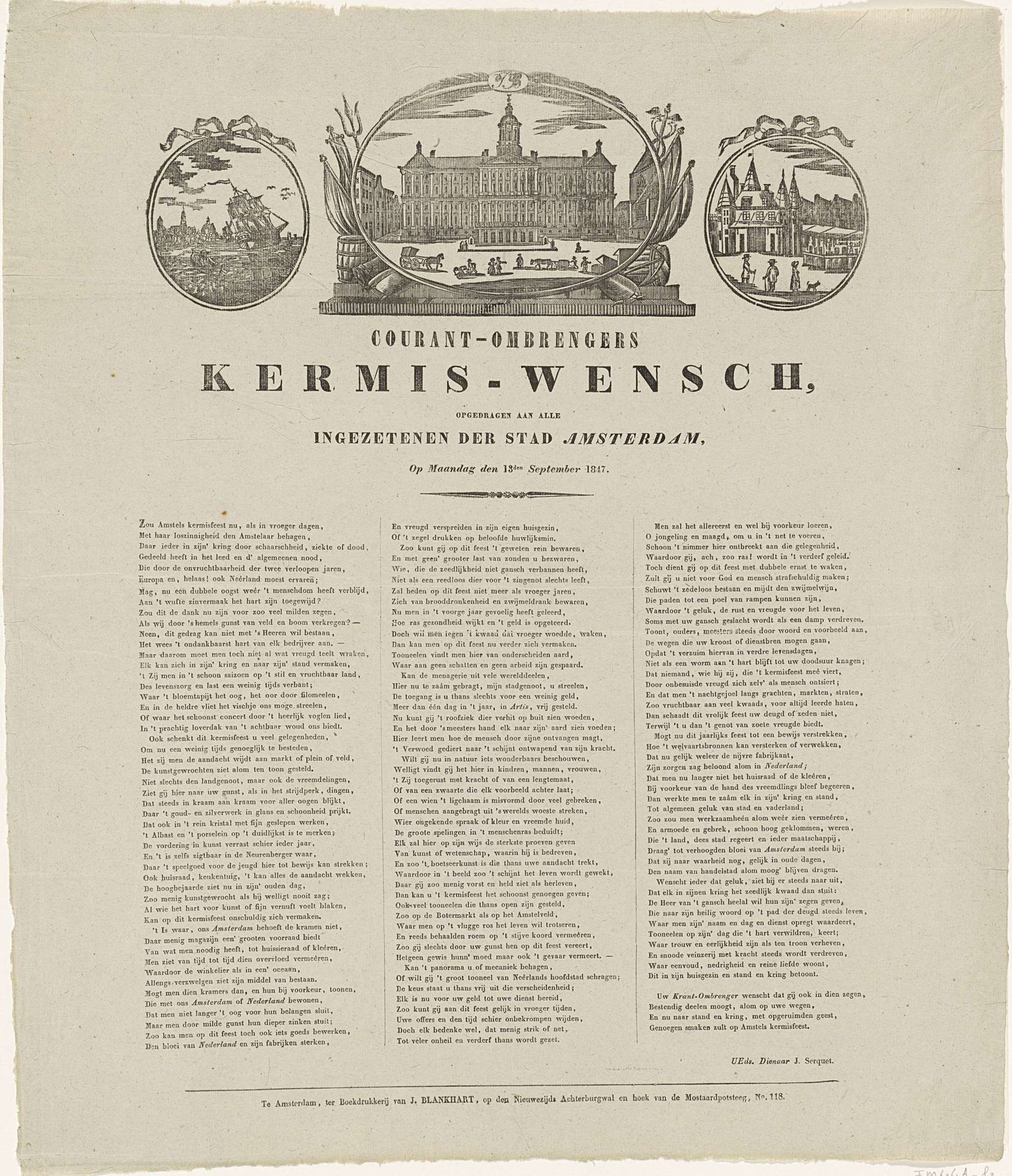 Kermisprent van de Amsterdamse courantombrengers voor het jaar 1847 by Jacob Coldewijn