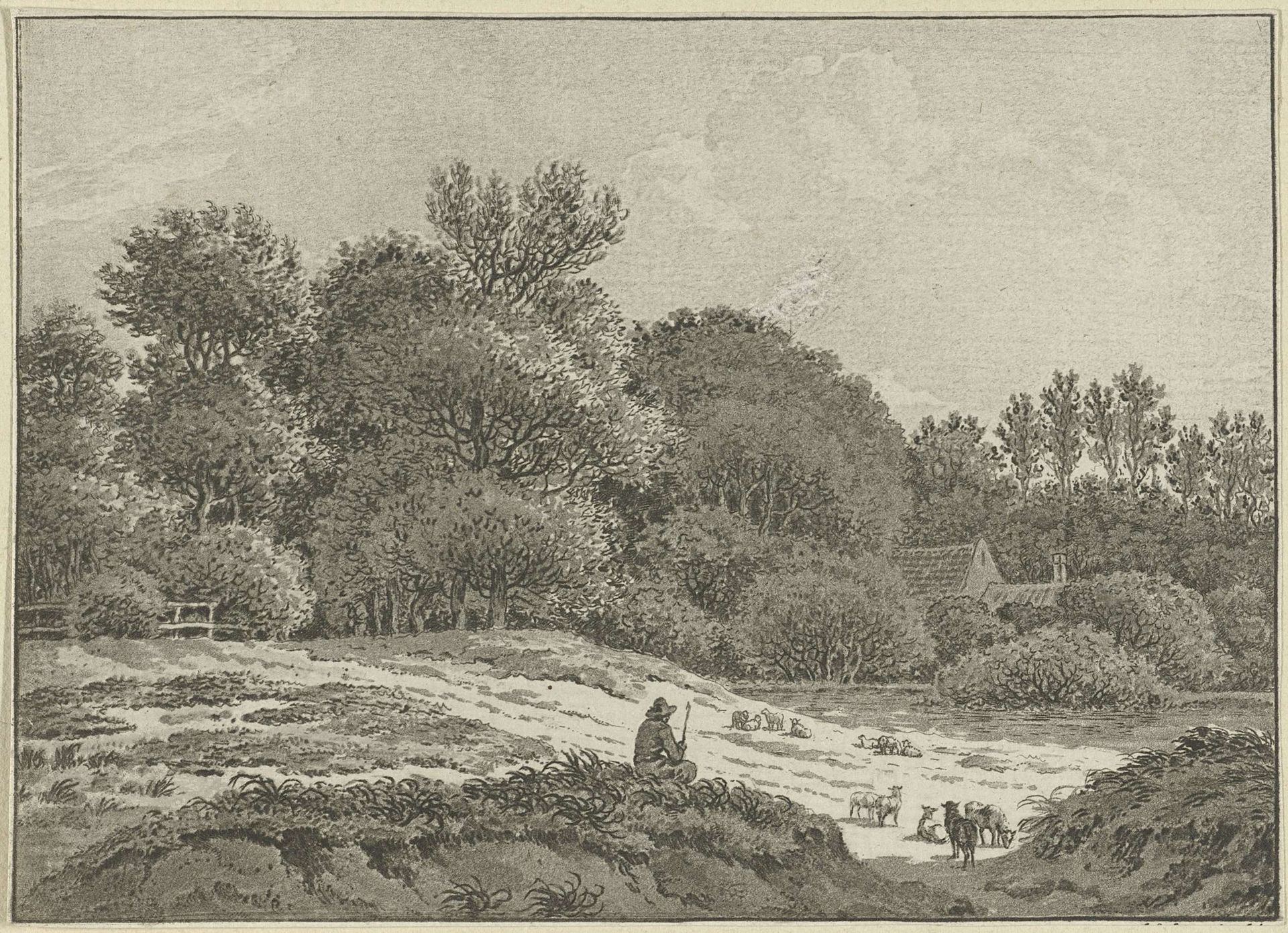 Landschap bij Overveen by Jan Evert Grave