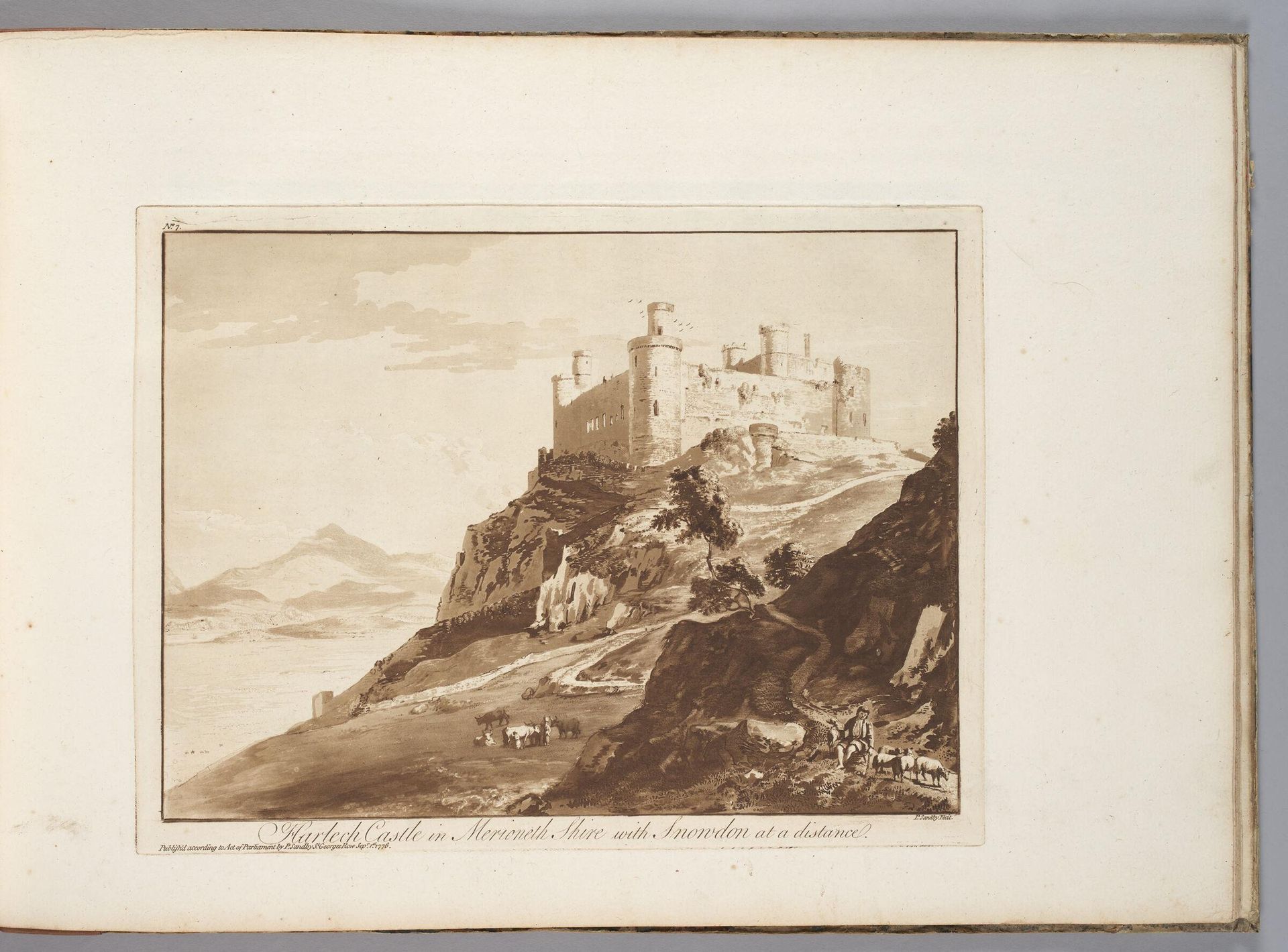 Harlech Castle in Merioneth Shire with Snowdon at a Distance by Paul Sandby