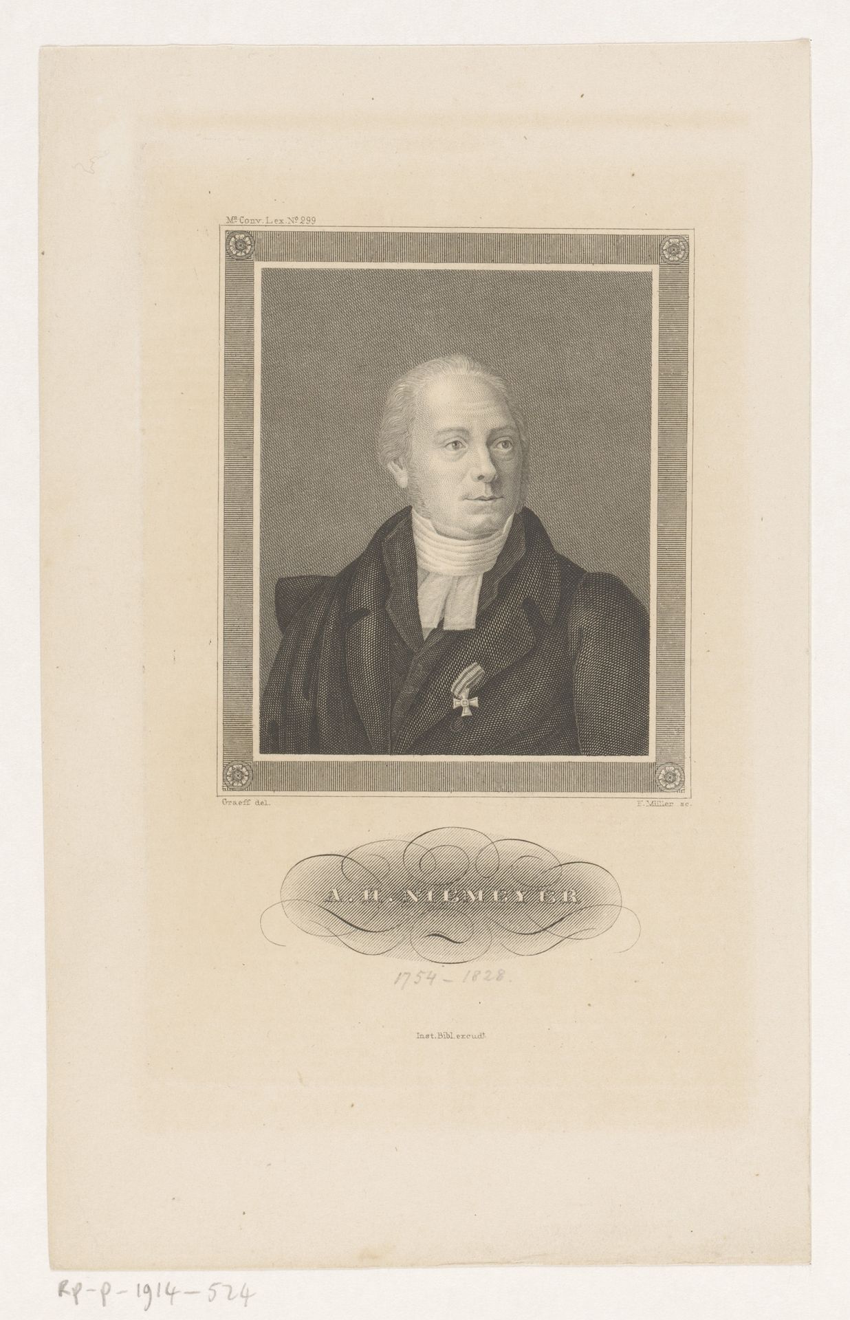 Portret van August Hermann Niemeyer by Johann Friedrich Wilhelm Müller