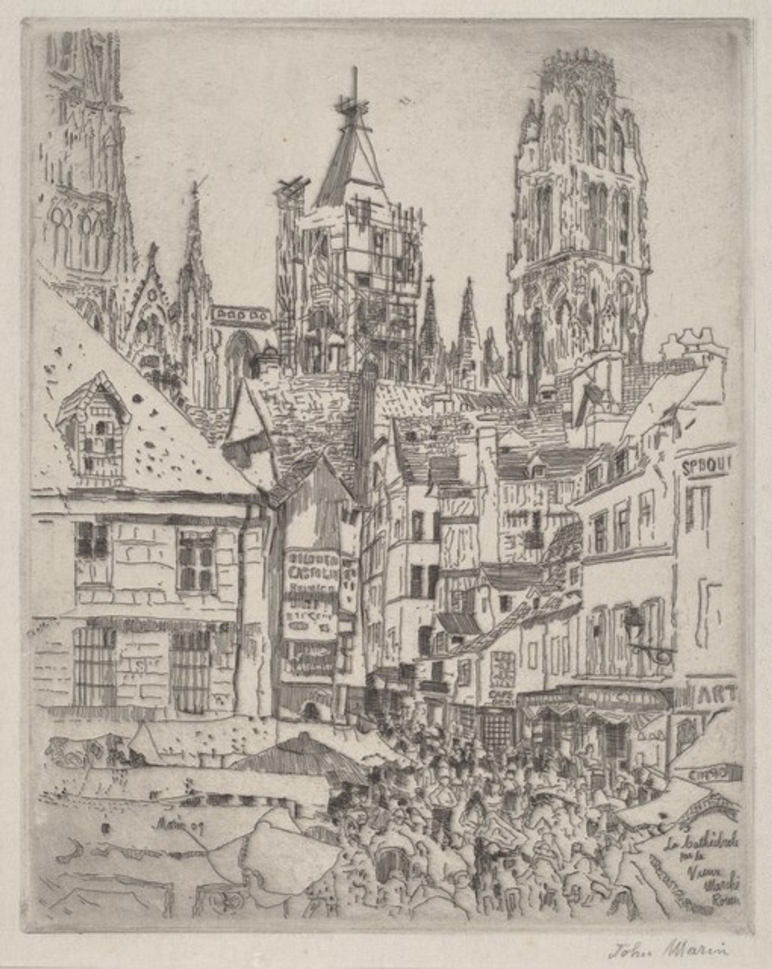 The Cathedral Near the Old Market, Rouen by John Marin