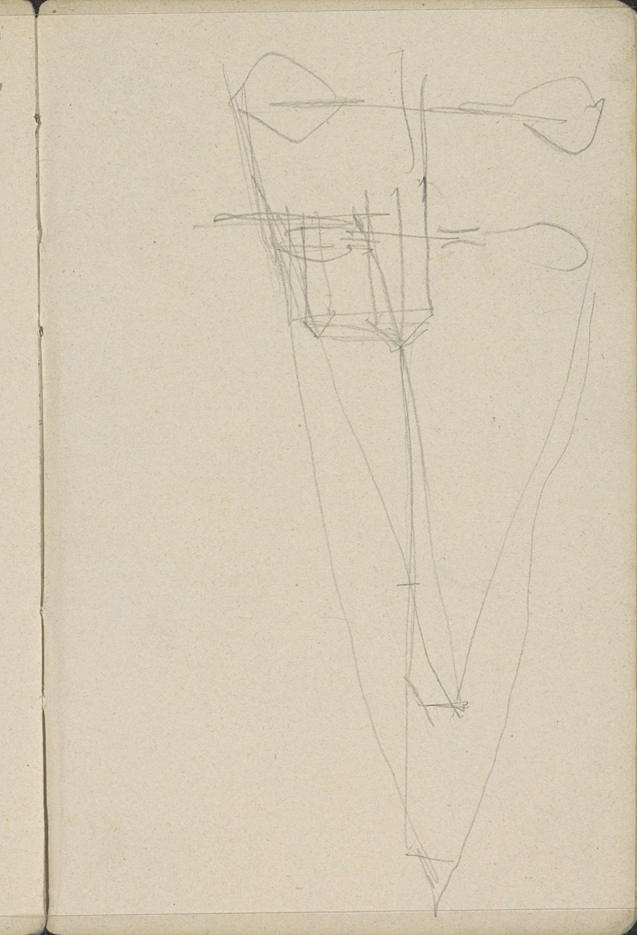 Perspectiefstudie met een gebouw en bomen by George Hendrik Breitner