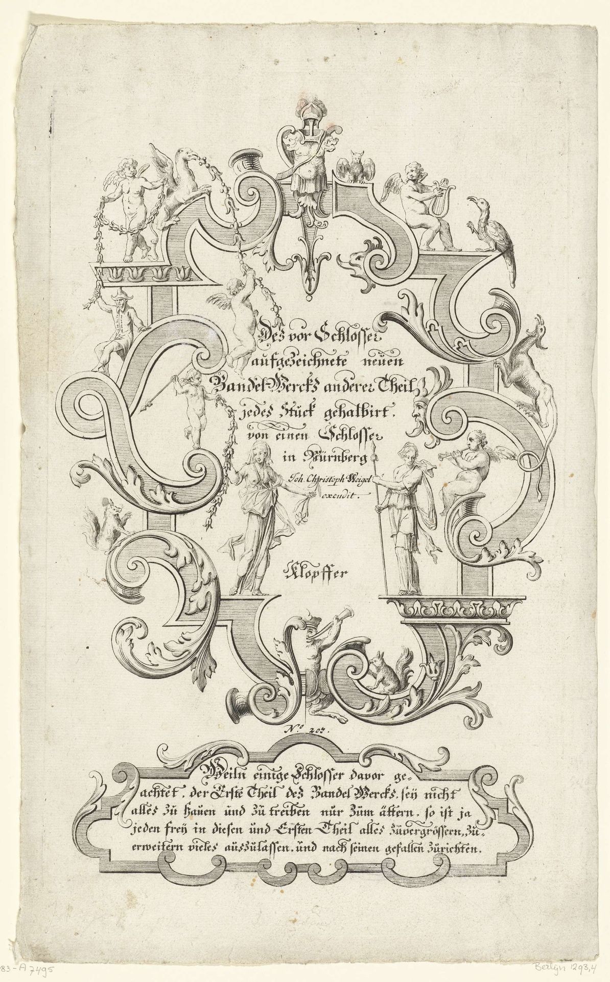 Titelblad: Des vor Schlosser aufgezeichnete neuen Bandel-Wercks anderer Theil (...) by Johann Conrad Reiff