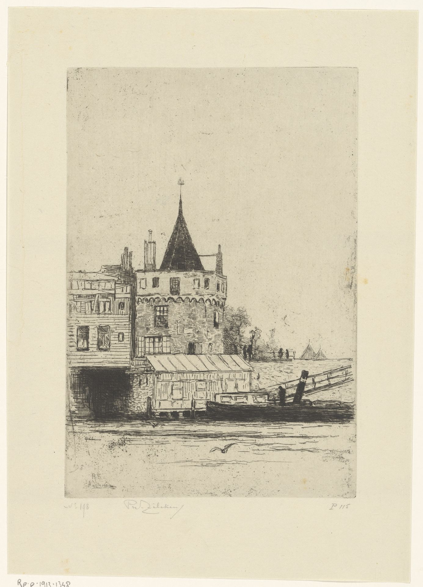 Gezicht op de Schreierstoren, te Amsterdam by Philip Zilcken