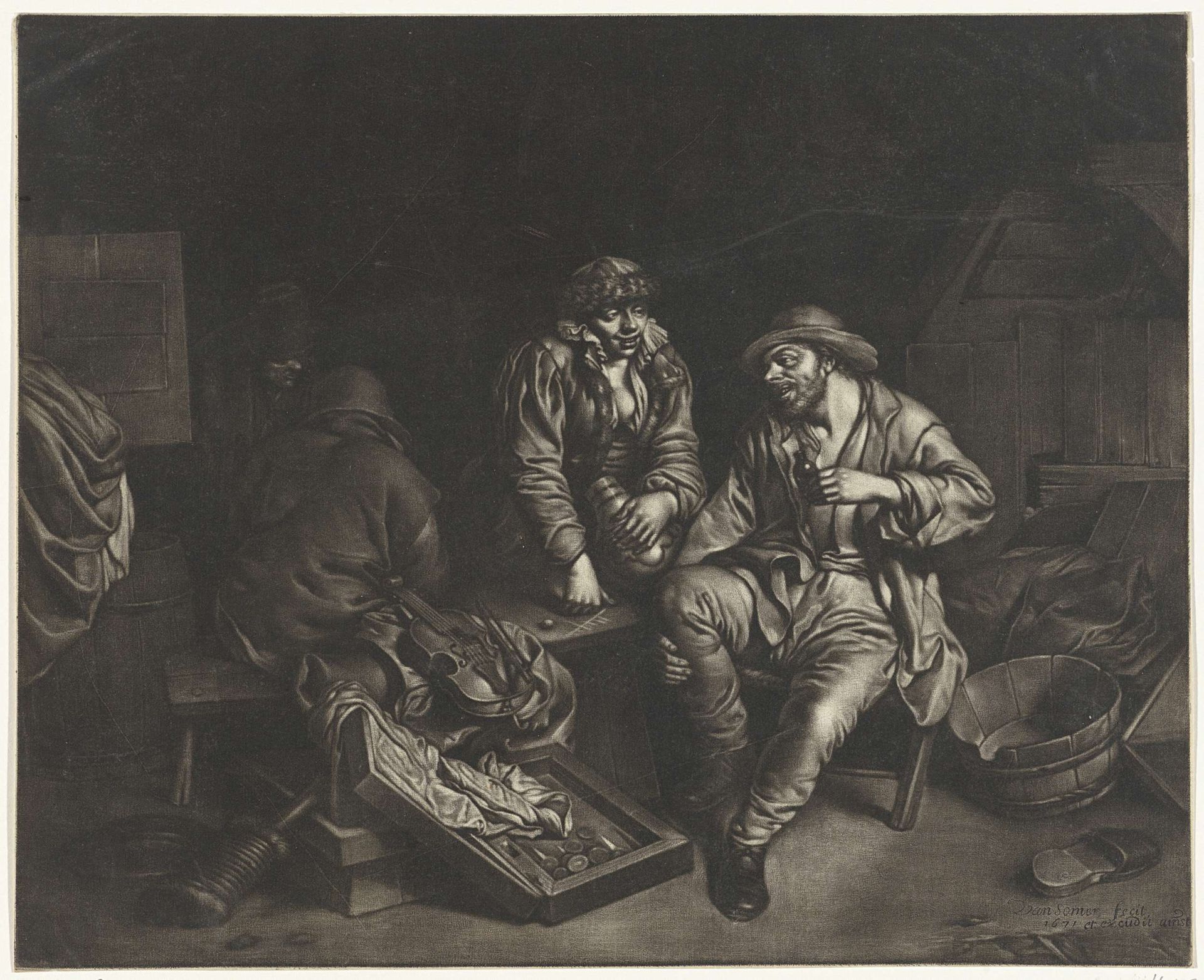 Mannen in een herberg by Jan van Somer