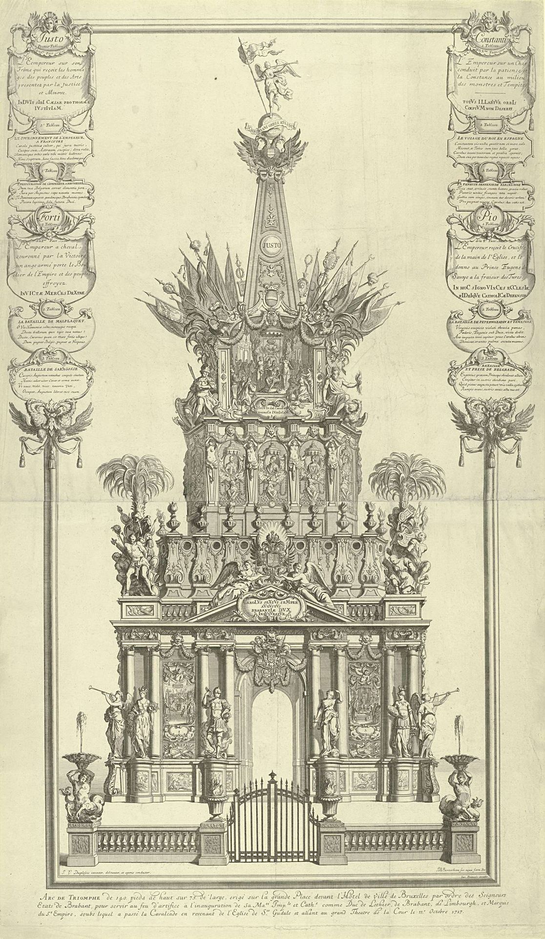Erepoort voor de inhuldiging van keizer Karel VI als hertog van Lotharingen en Brabant te Brussel, 1717 by Jan Baptist Berterham