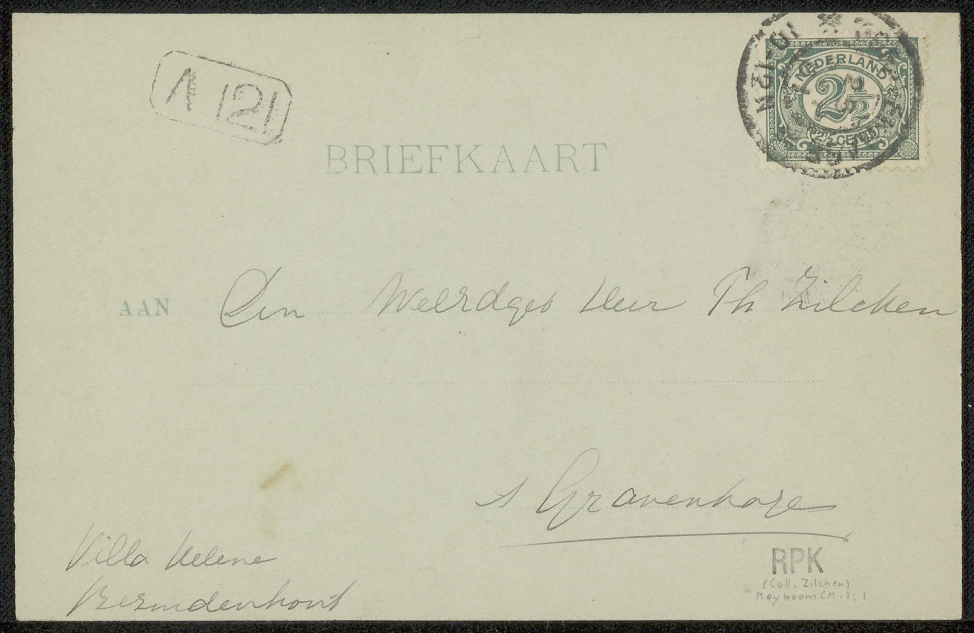 Briefkaart aan Philip Zilcken by Margaretha Meyboom