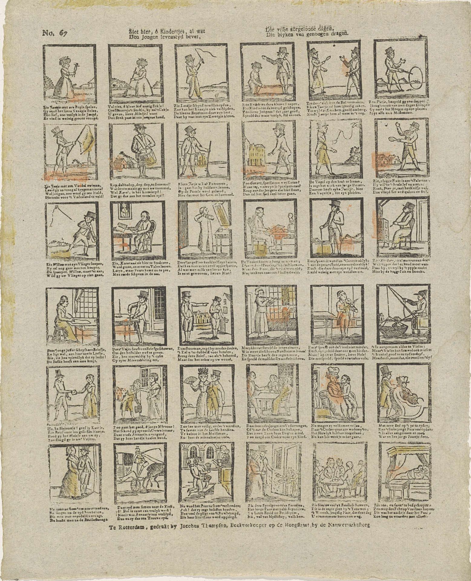 Ziet hier, ô kindertjes, al wat / Demn jongen levenstyd bevat, / Die vrije zorgelooze dagen, / Die blyken van genoegen dragen by Jacobus Thompson