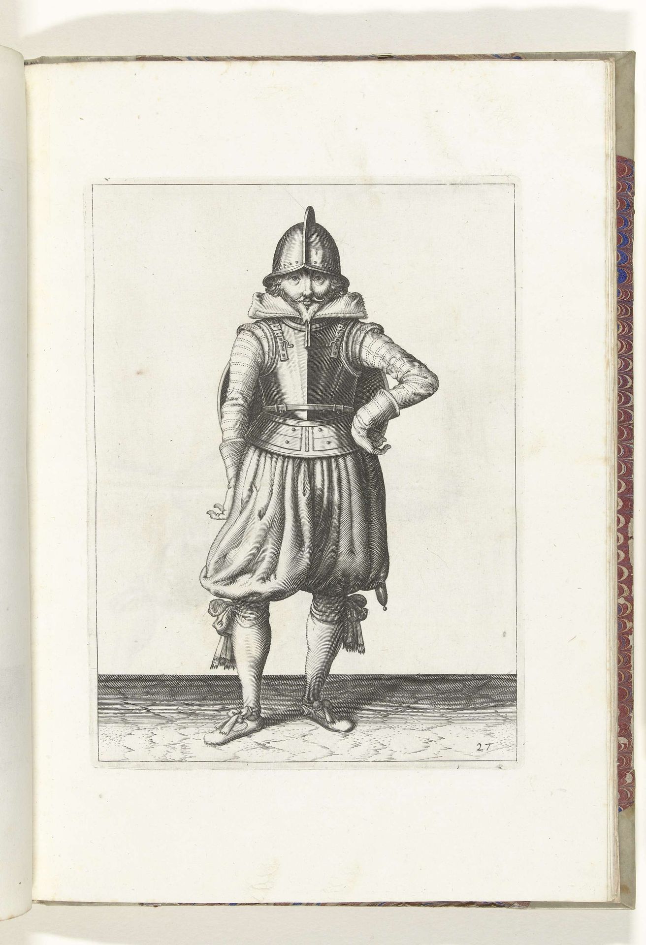 De exercitie met schild en spies: de soldaat staande in rust met het schild op de rug (nr. 27), 1618 by Adam van Breen