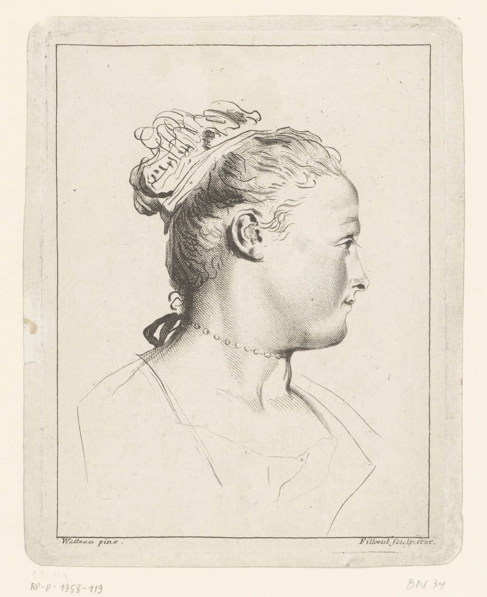 Portret van een onbekende vrouw by Pierre Filloeul