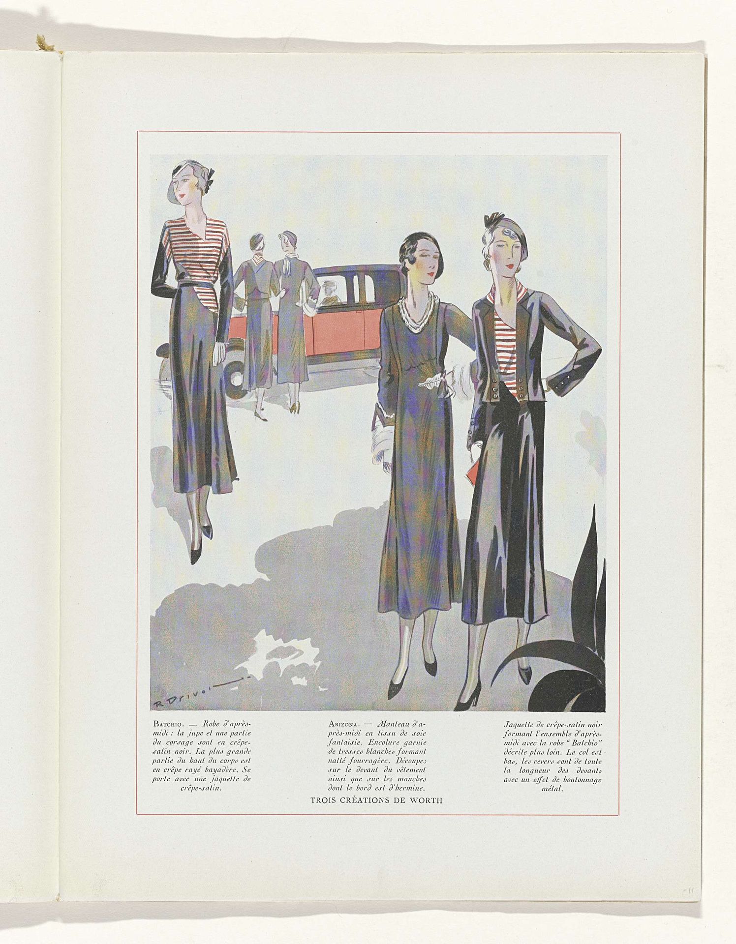 Art - Goût - Beauté, Feuillets de l' élégance féminine, Juin 1932, No. 142, 12e Année, p. 11 by R. Drivon