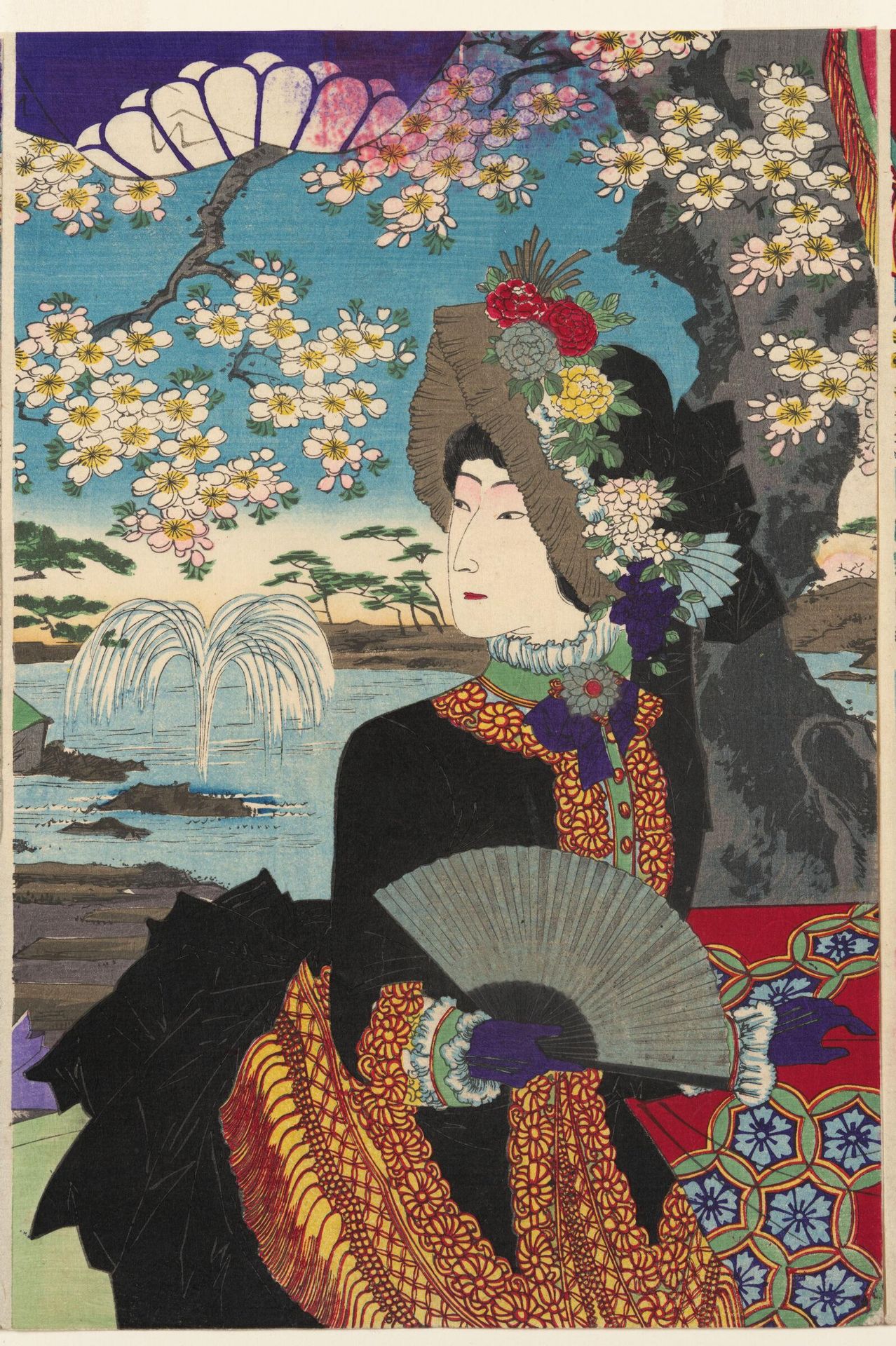 Dignitaries of the Empire Viewing Cherry Blossoms by YÅshÅ« (Hashimoto) Chikanobu (æ¥æ´²å¨å»¶)