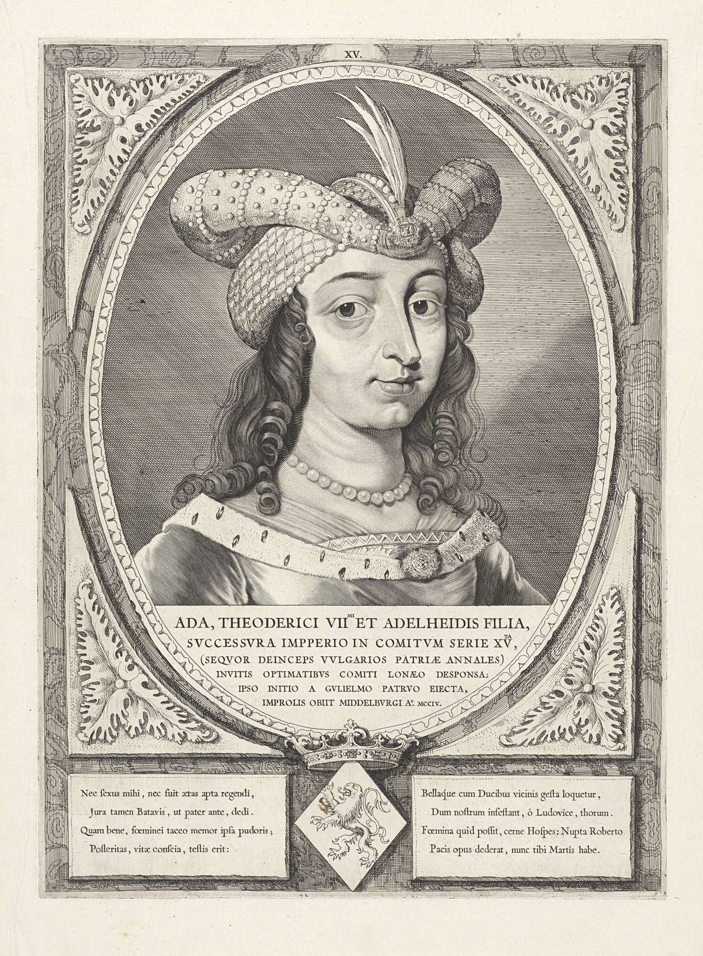 Portret van Ada, gravin van Holland by Cornelis Visscher