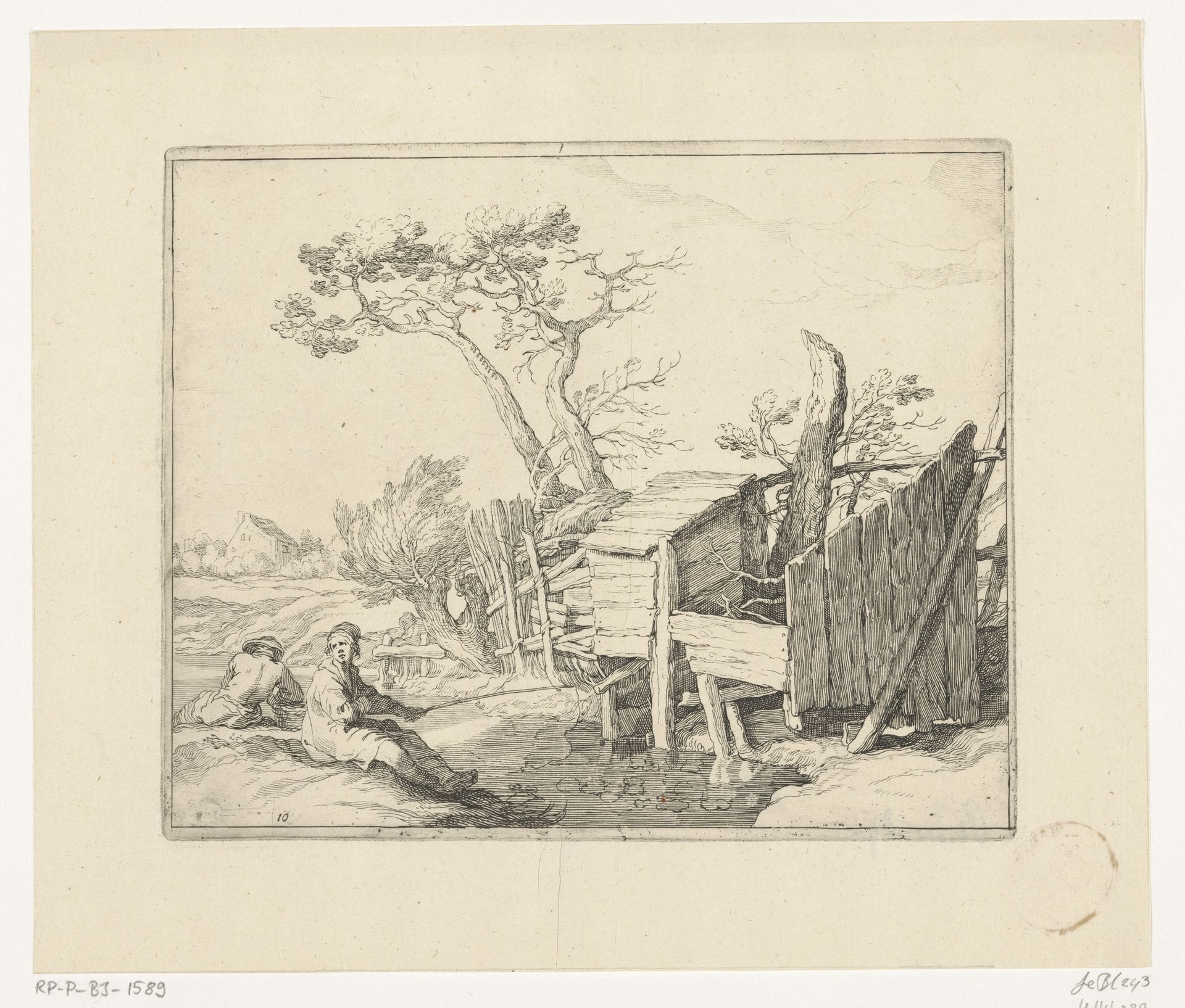 Landschap met een visser by Frederick Bloemaert