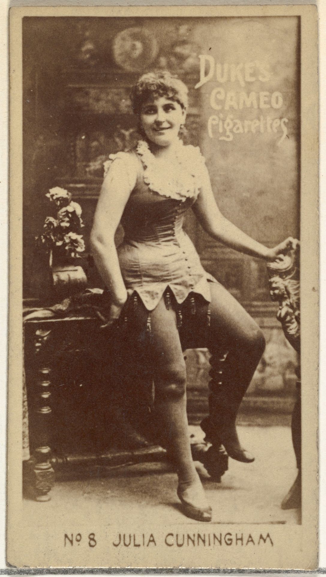 Card Number 8, Julia Cunningham, from the Actors and Actresses series (N145-4) issued by Duke Sons & Co. to promote Cameo Cigarettes by W. Duke, Sons & Co.