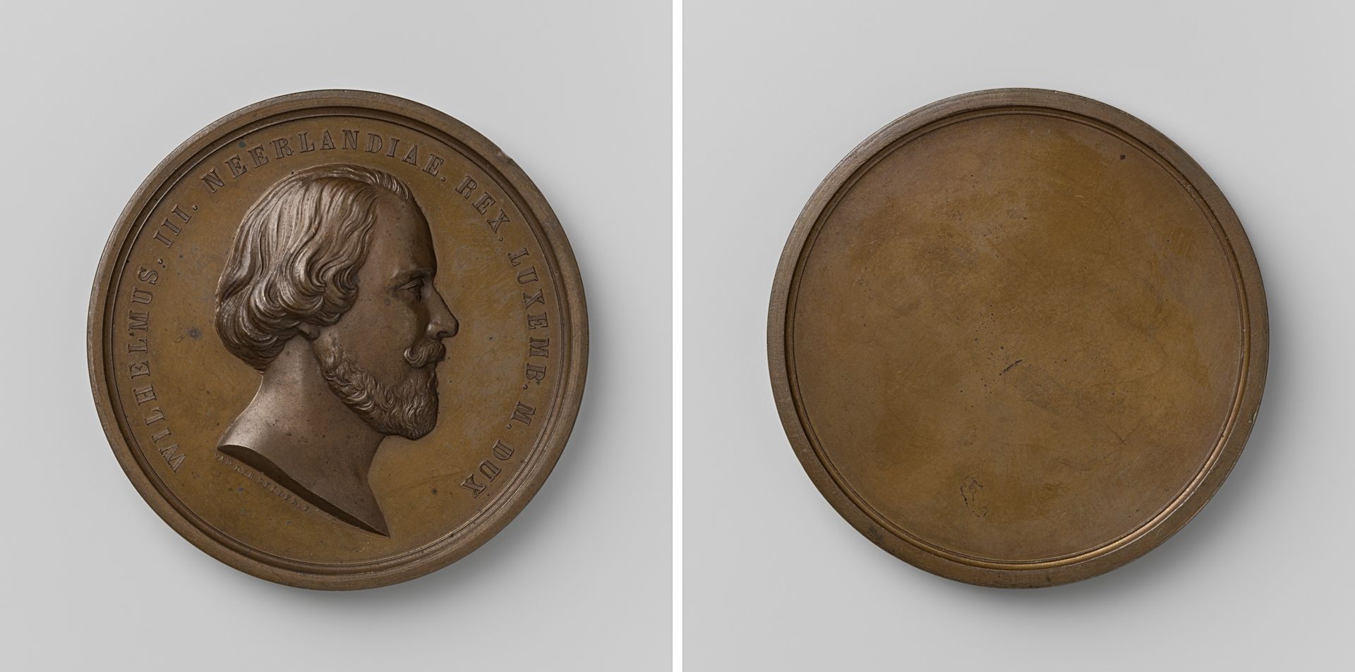 Willem III, koning der Nederlanden, penning van de eerste grootte by David van der (1804-1879) Kellen