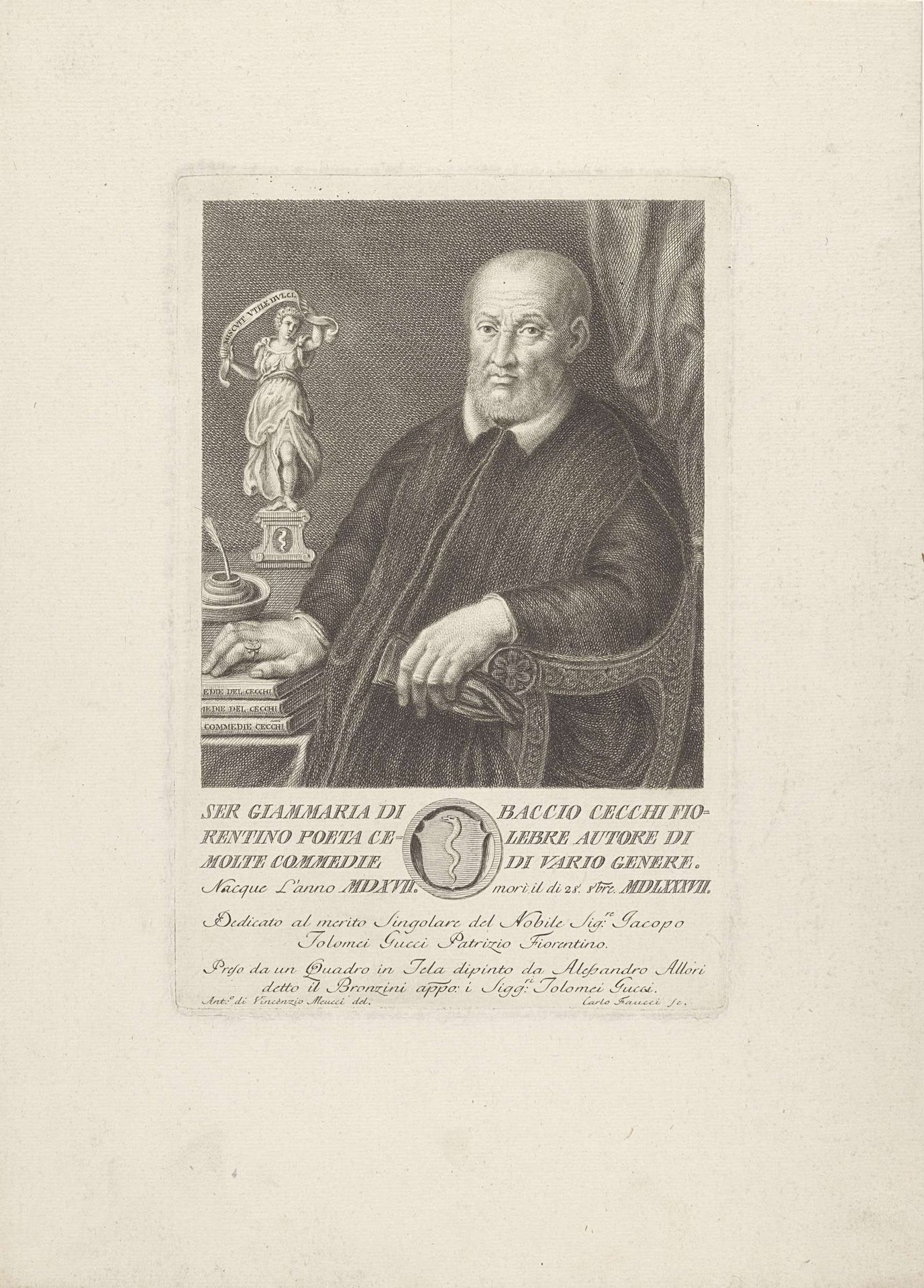 Portret van dichter Giovanni Maria Cecchi by Carlo Faucci