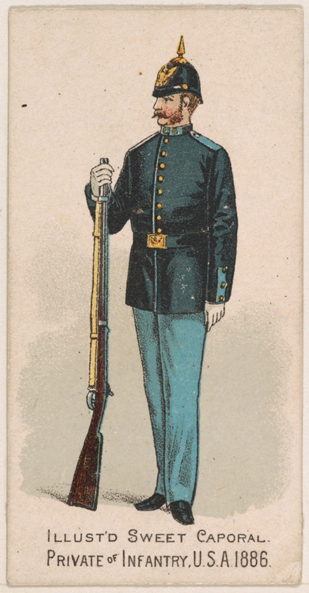 Private, Infantry, United States Army, 1886, from the Military Series (N224) issued by Kinney Tobacco Company to promote Sweet Caporal Cigarettes by Kinney Brothers Tobacco Company