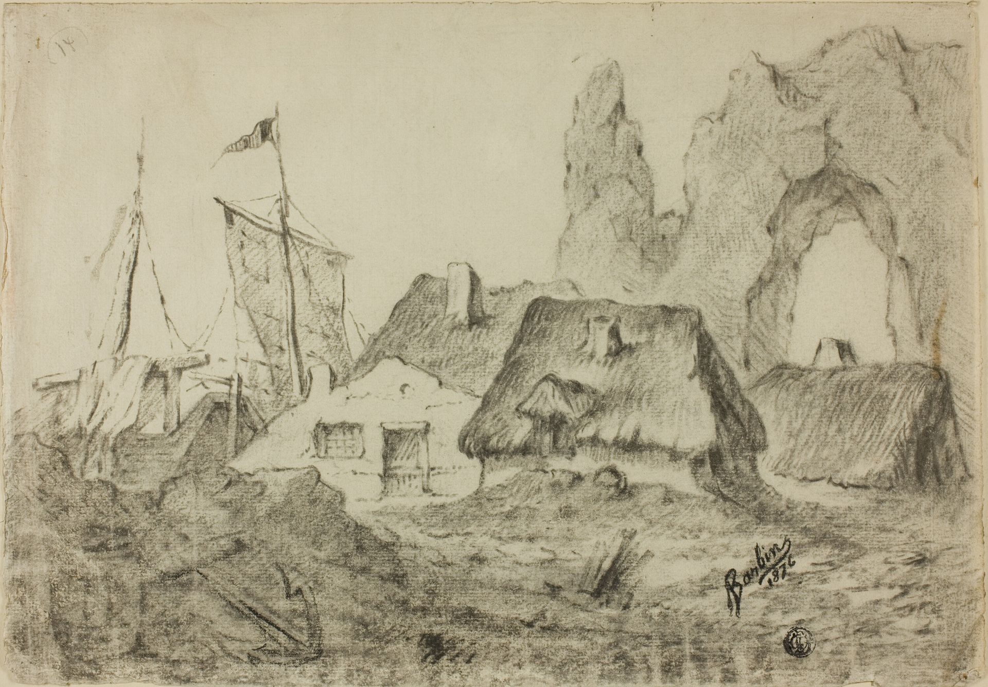 Huts Etretat by Barbin