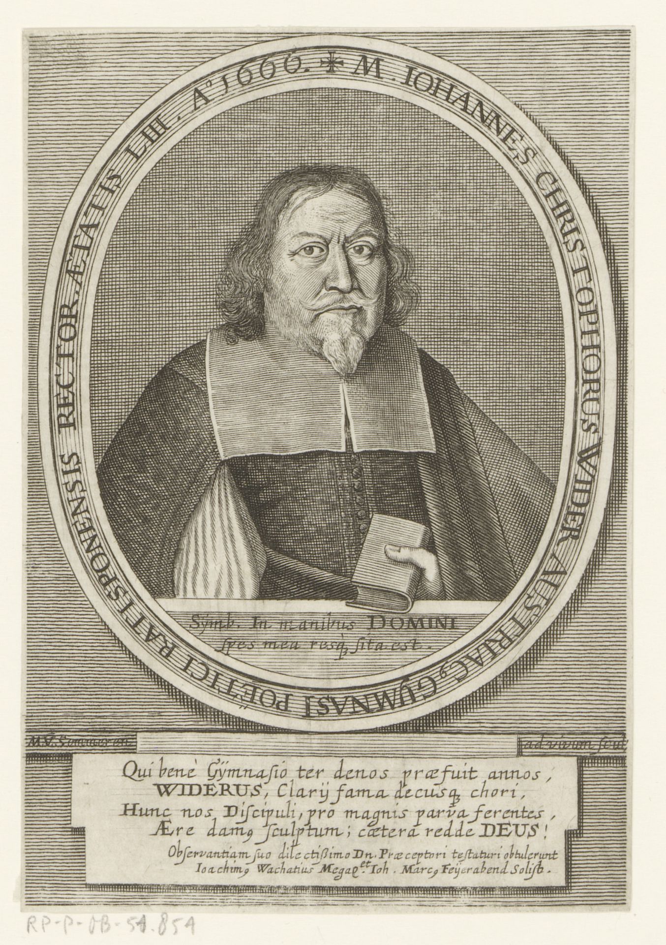 Portret van Johann Christoph Wider by Matthias van Sommer
