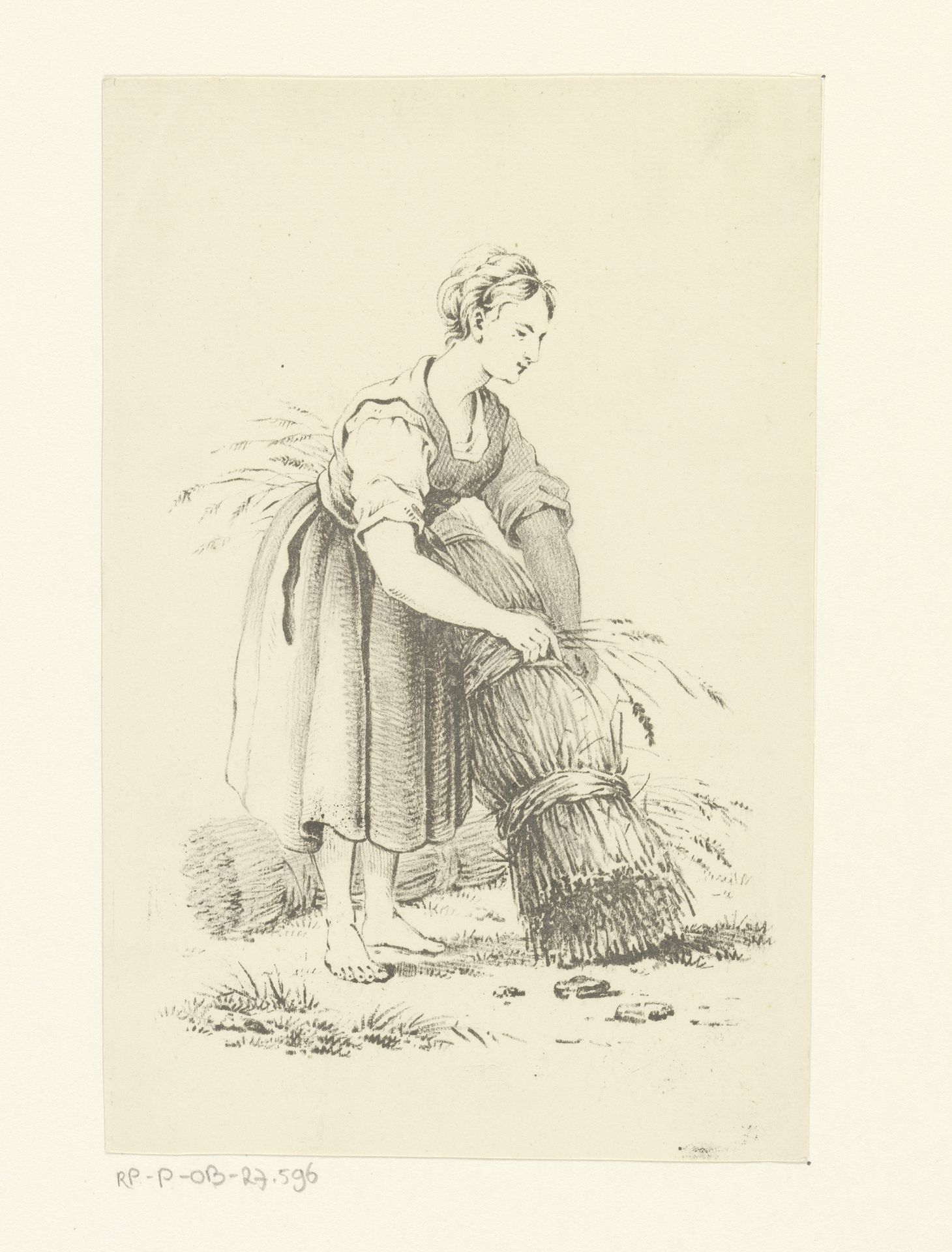 Vrouw met een korenschoof by Pieter Bartholomeusz. Barbiers