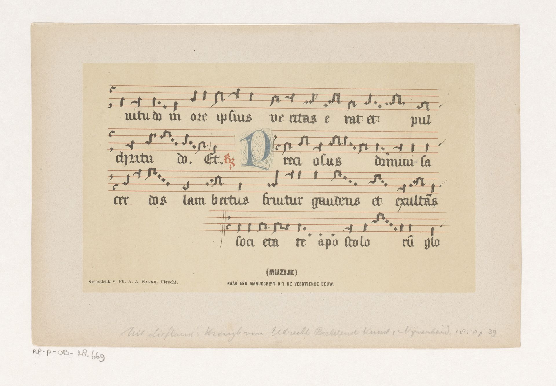 Muziekschrift uit de veertiende eeuw by Philippus Anthonius Alexander Kanne